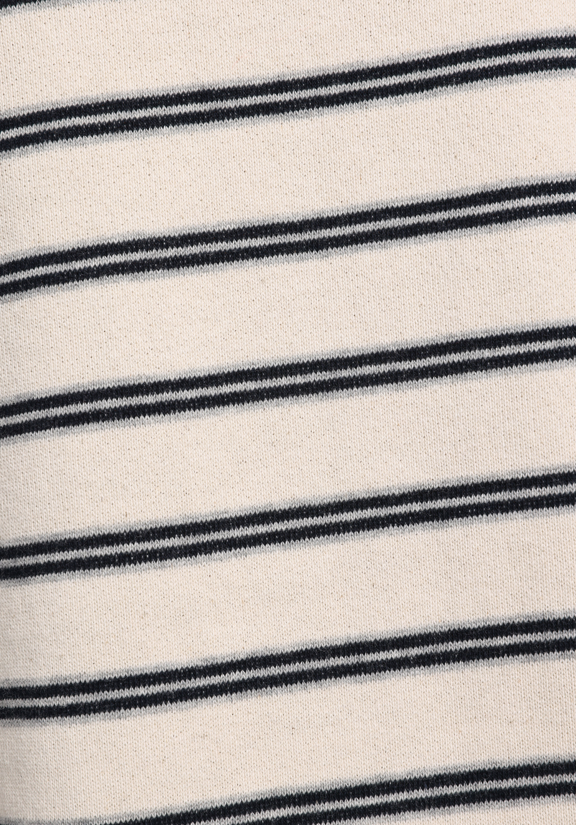 Relax Fit Yuvarlak Yaka Çizgili Kadın Ekru Sweatshirt