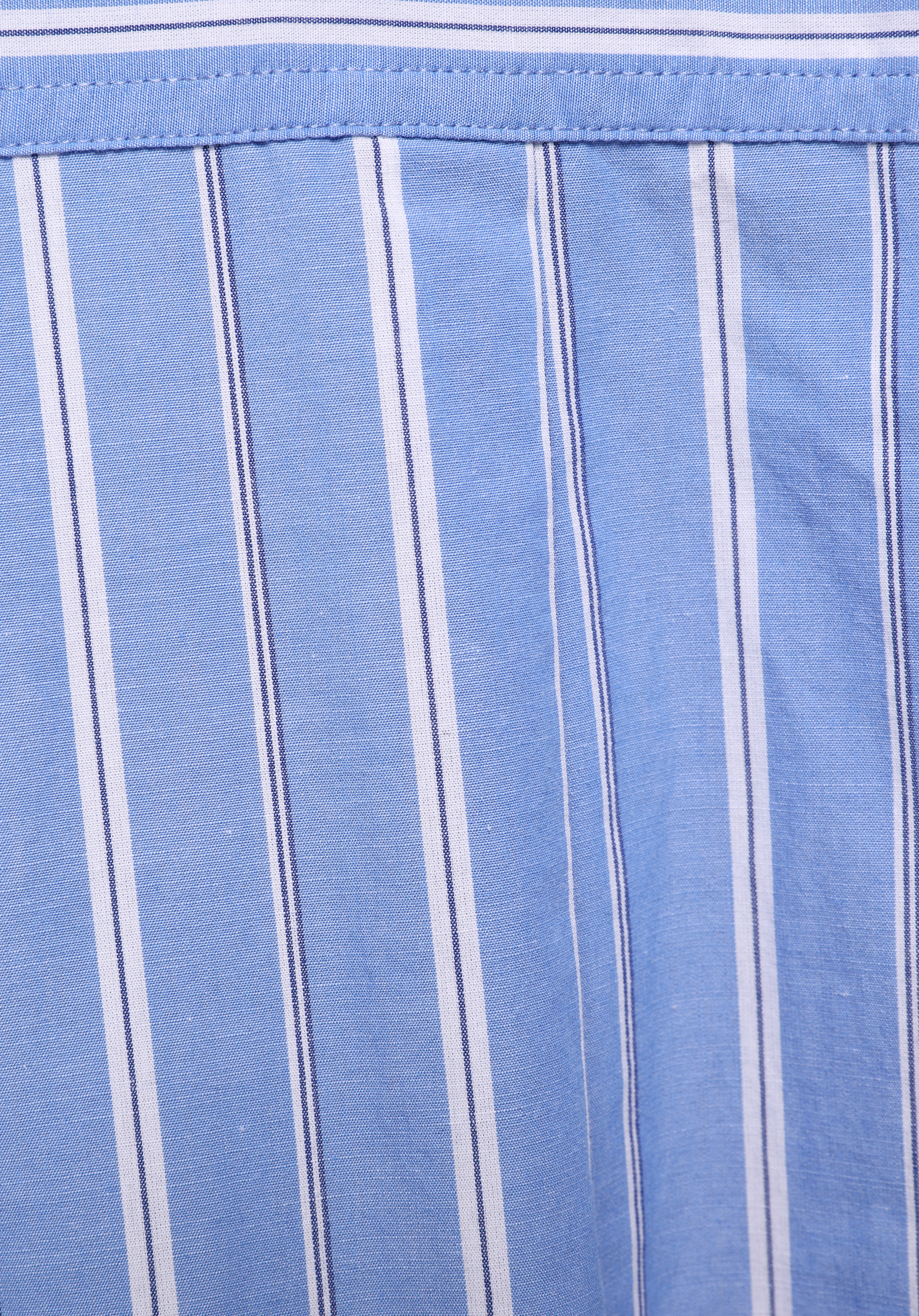 Fashion Fit Shirt Neck Çizgili Kadın Mavi Uzun Kol Gömlek