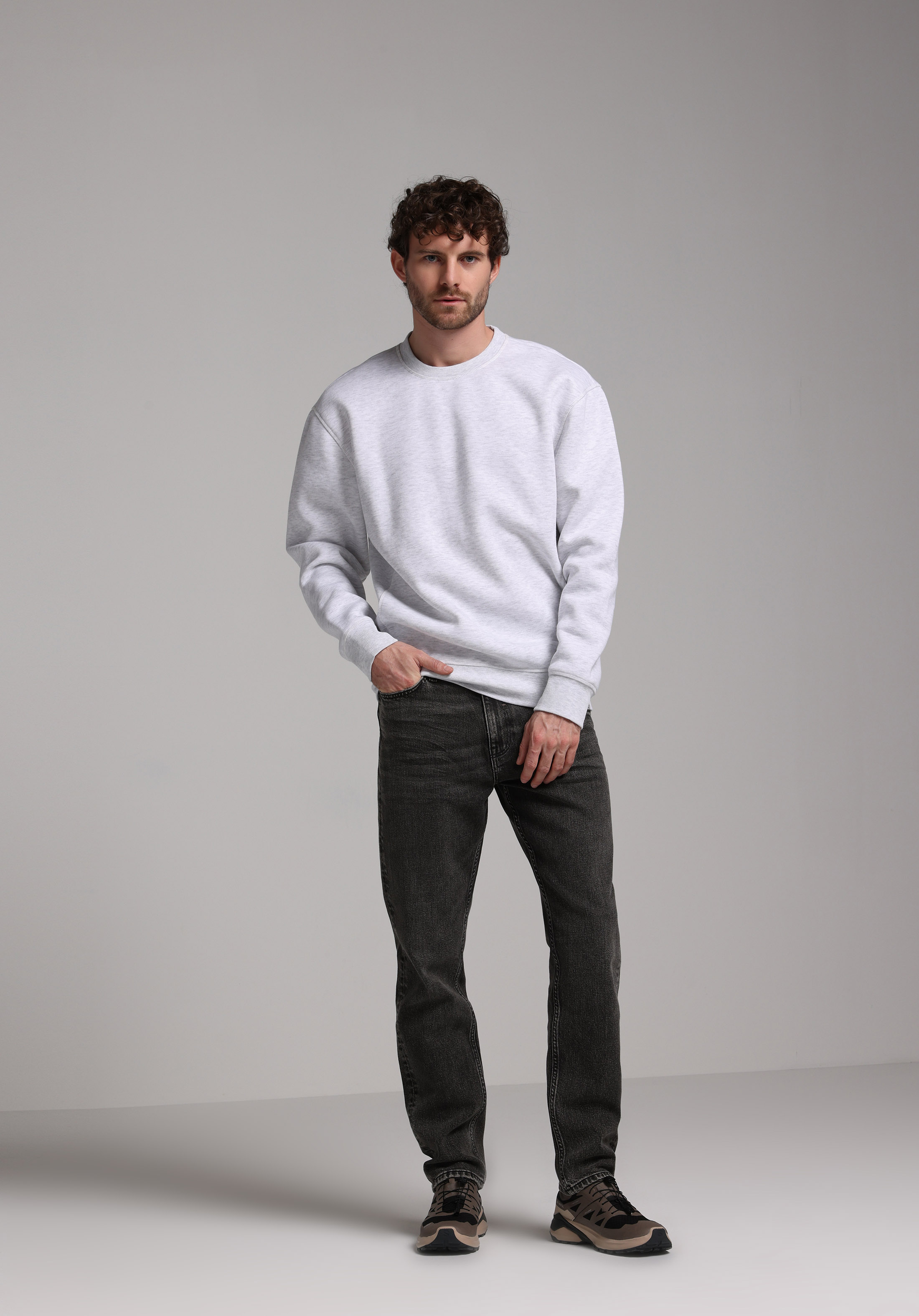 Comfort Fit   Erkek Gri Sweatshirt