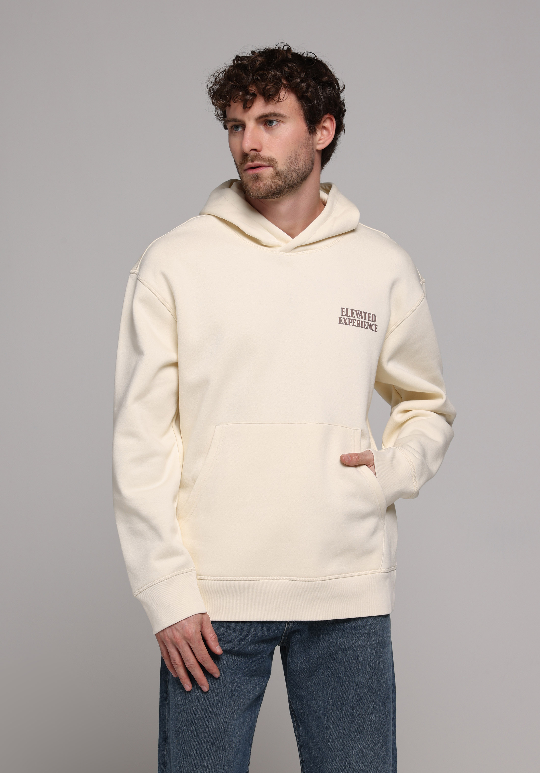 Comfort Fit   Erkek Ekru Sweatshirt