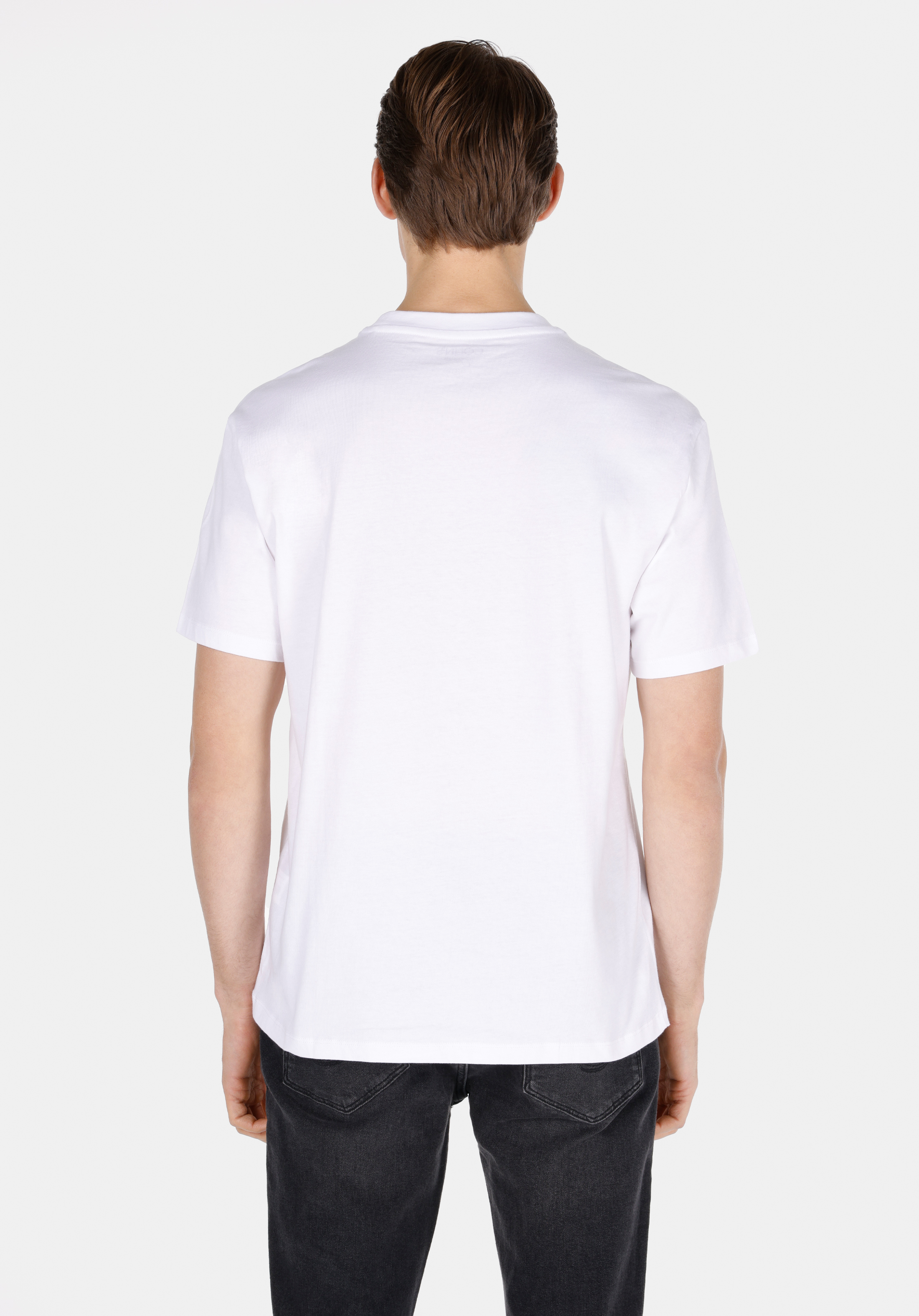 Comfort Fit Yuvarlak Yaka Düz Erkek Beyaz Kısa Kol Tişört