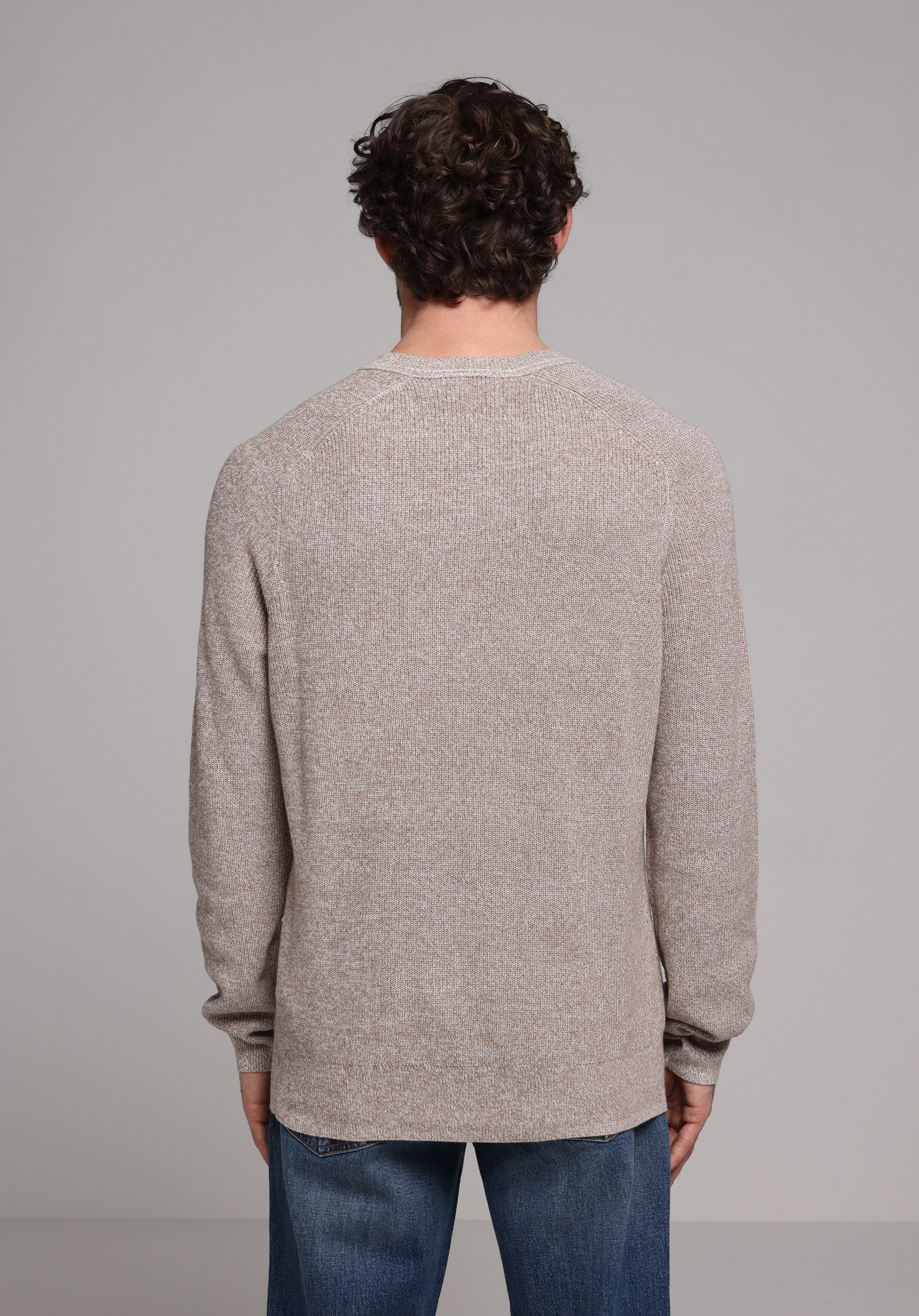 Regular Fit Yuvarlak Yaka Jakarlı Erkek Gri Kazak