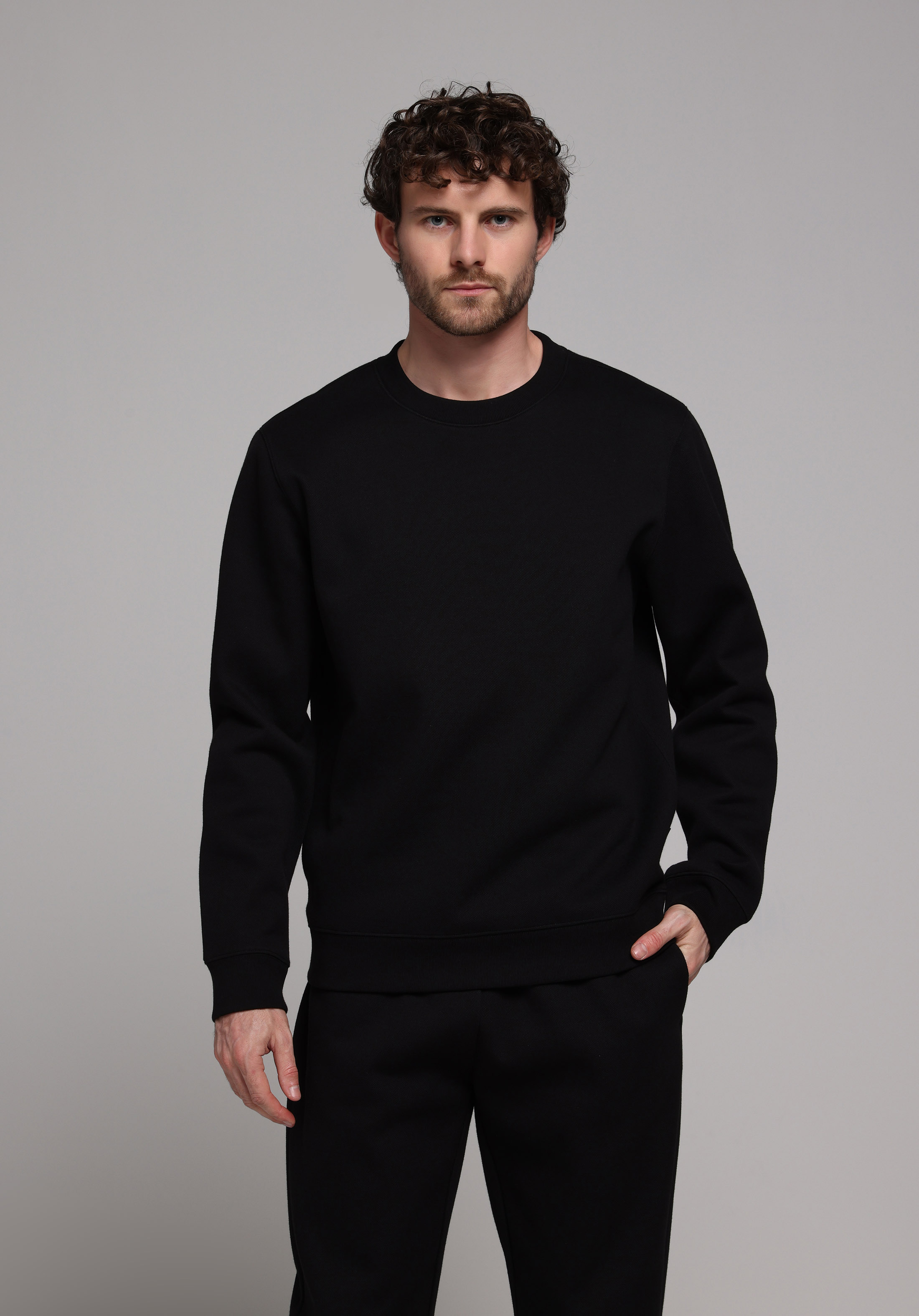 Regular Fit   Erkek Siyah Sweatshirt