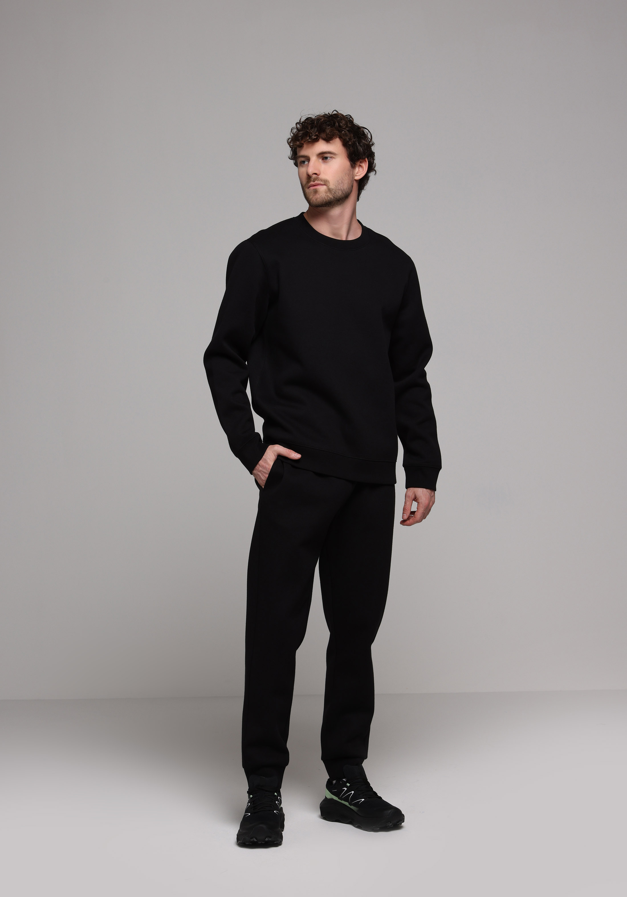 Regular Fit Orta Bel Düz Erkek Siyah Eşofman Altı