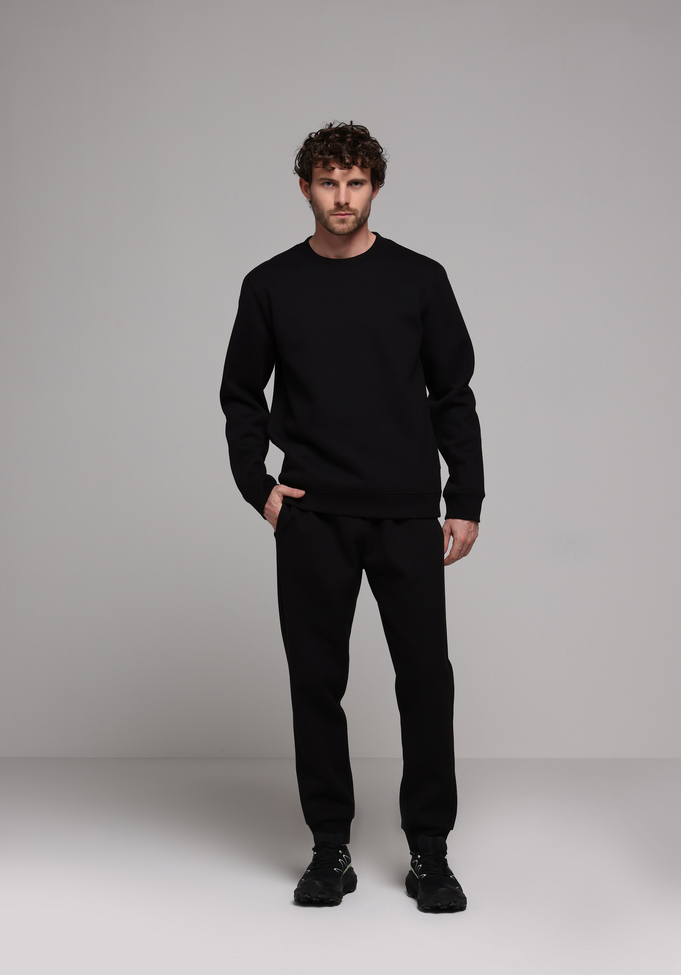 Regular Fit Orta Bel Düz Erkek Siyah Eşofman Altı