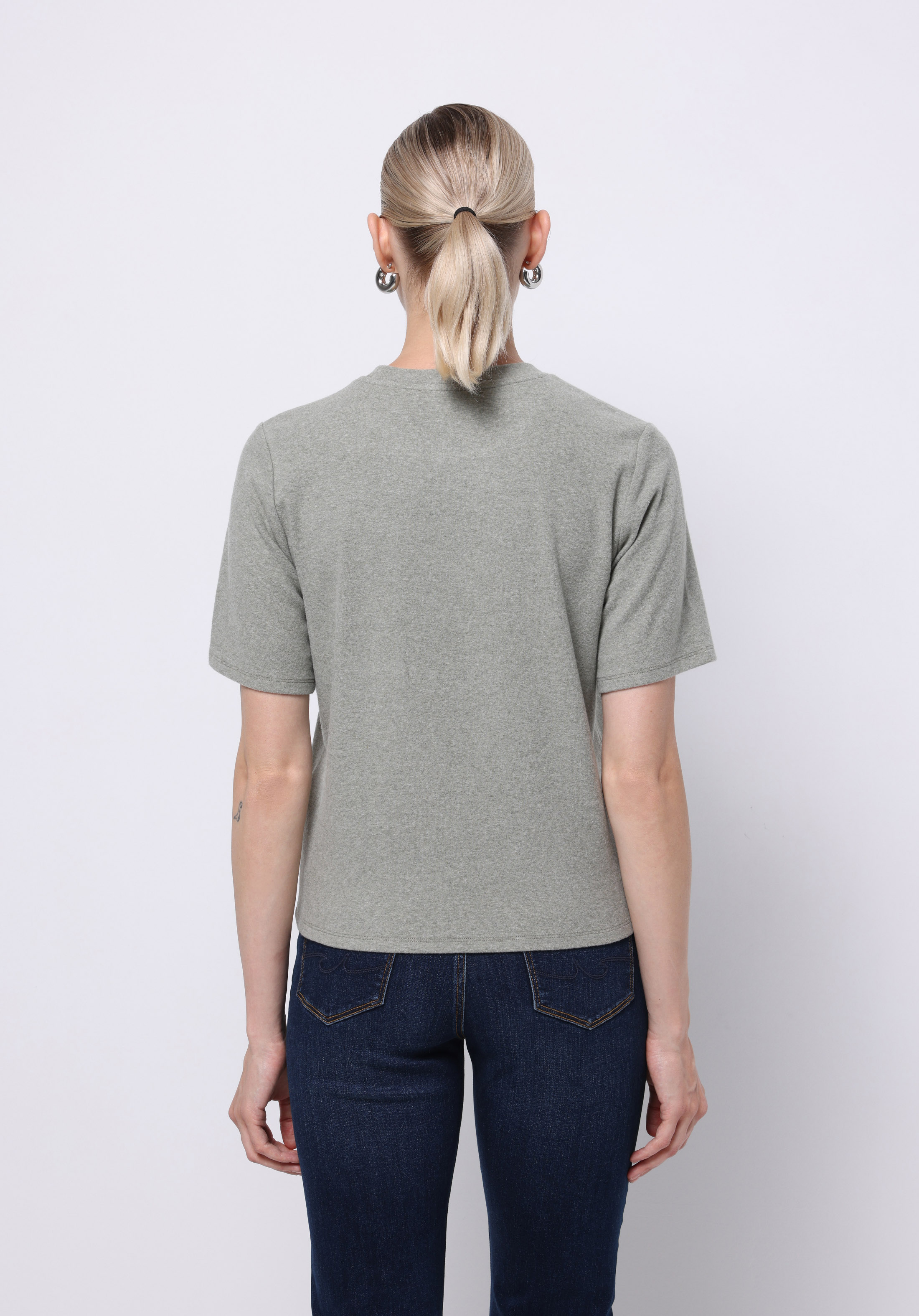 Regular Fit Yuvarlak Yaka Baskılı Kadın Yeşil Kısa Kol Tişört