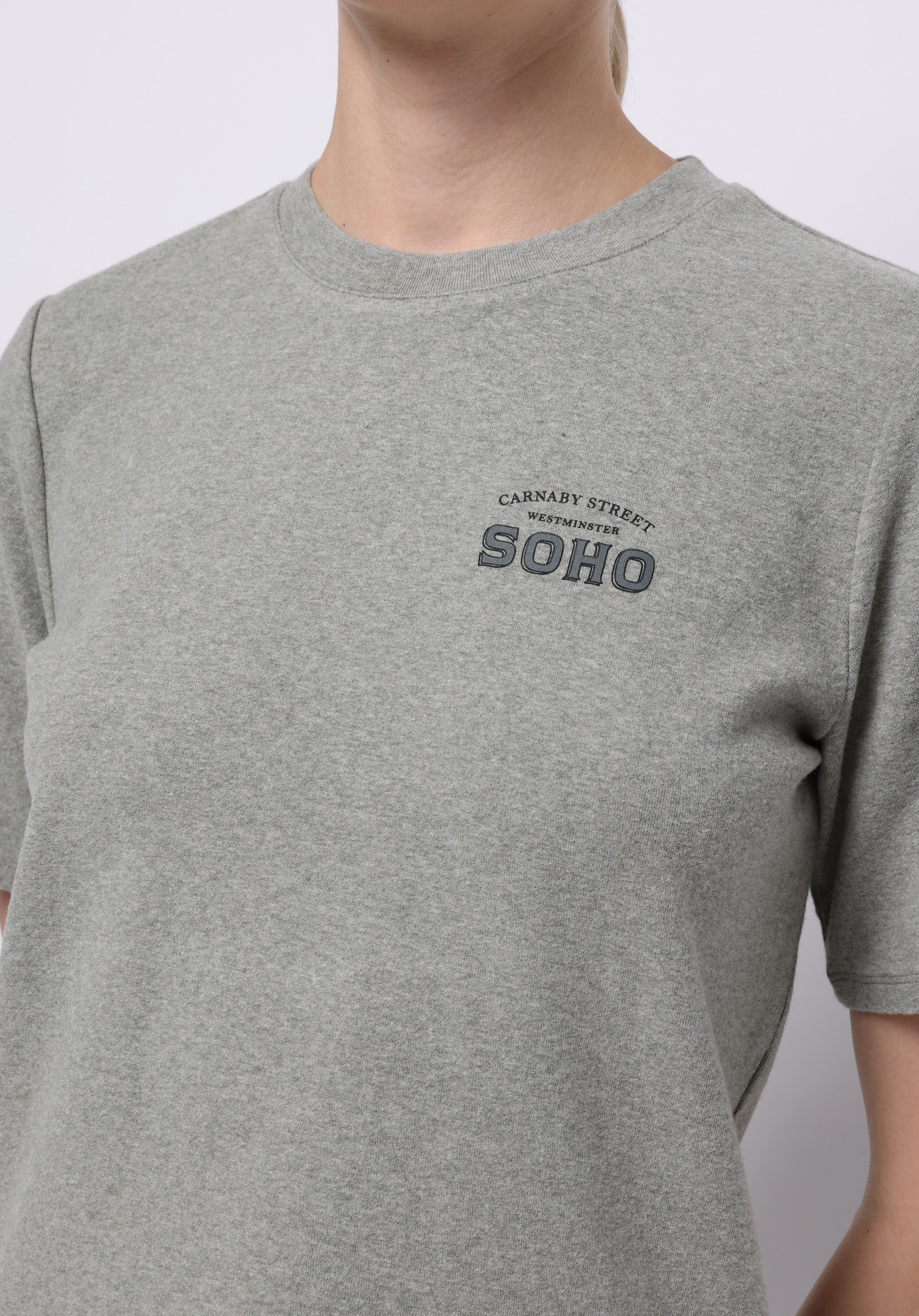 Regular Fit Yuvarlak Yaka Baskılı Kadın Yeşil Kısa Kol Tişört