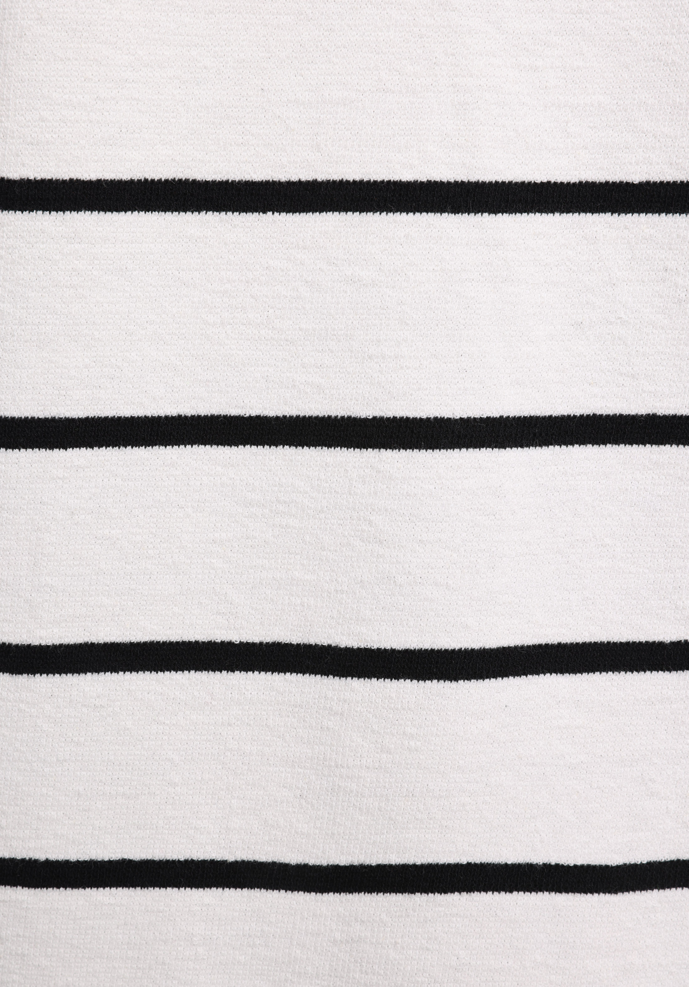 Comfort Fit Yuvarlak Yaka Çizgili Erkek Beyaz Uzun Kol Tişört