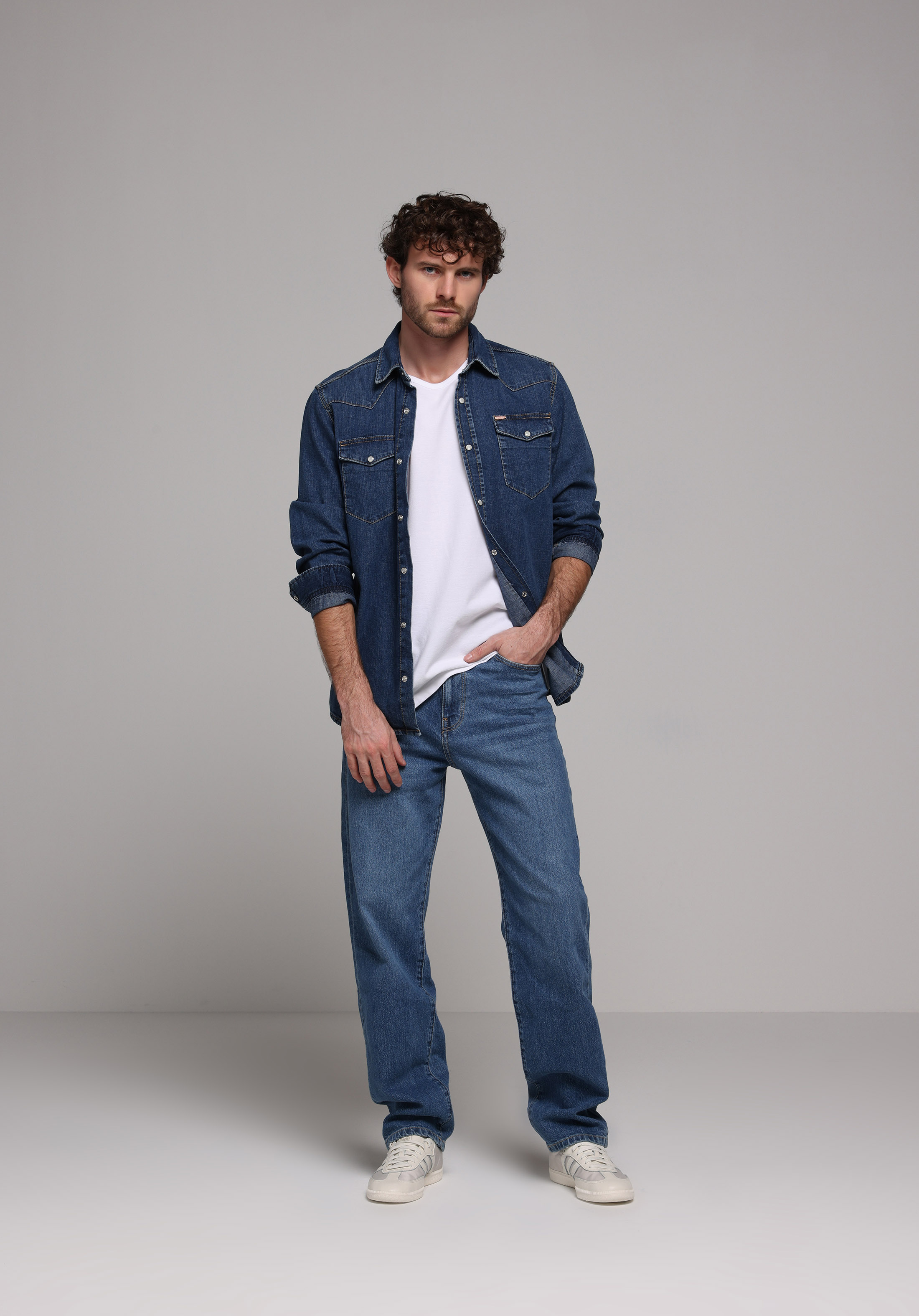 Baggy Fit   Erkek İndigo Jean Pantolon