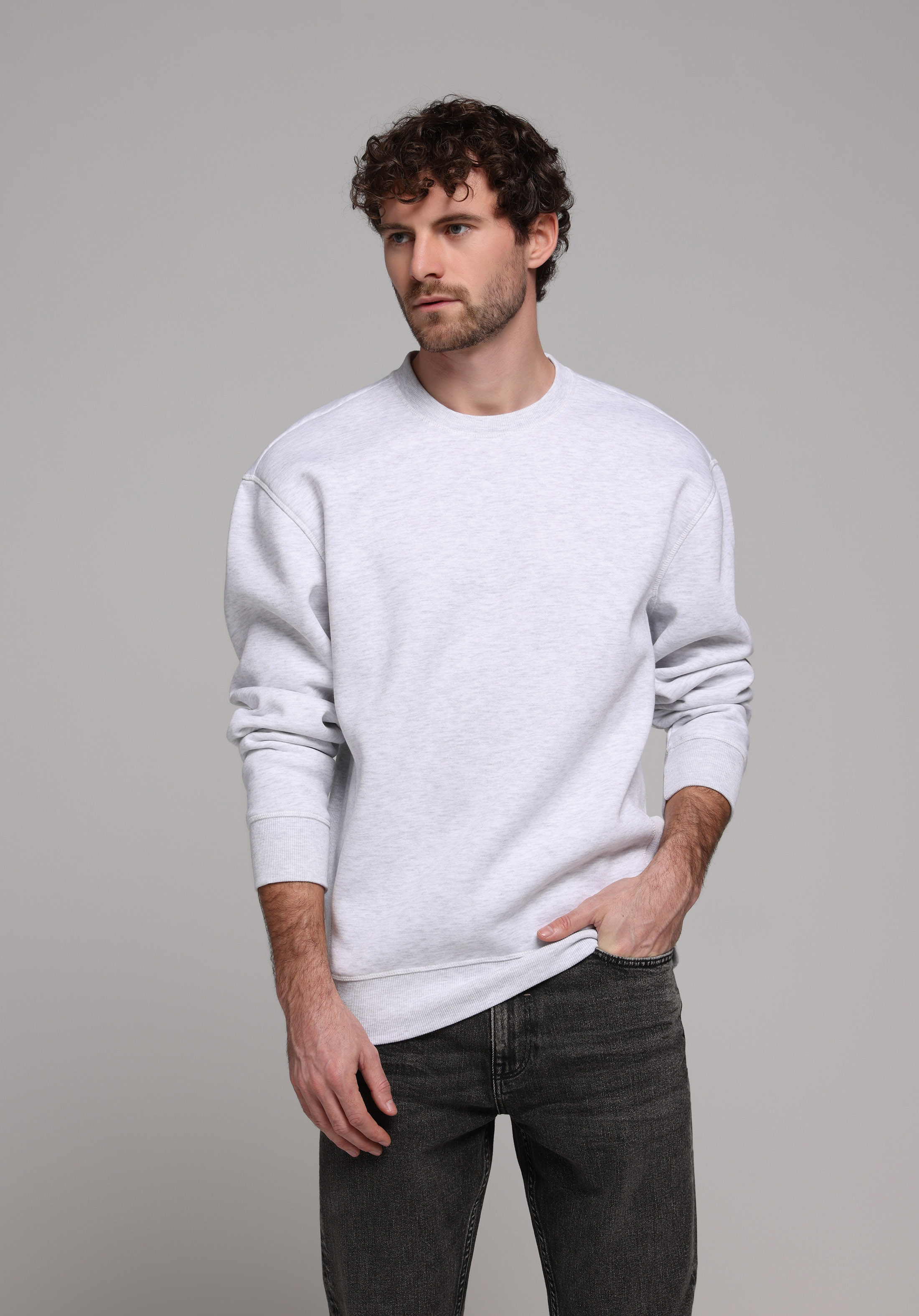 Comfort Fit   Erkek Gri Sweatshirt