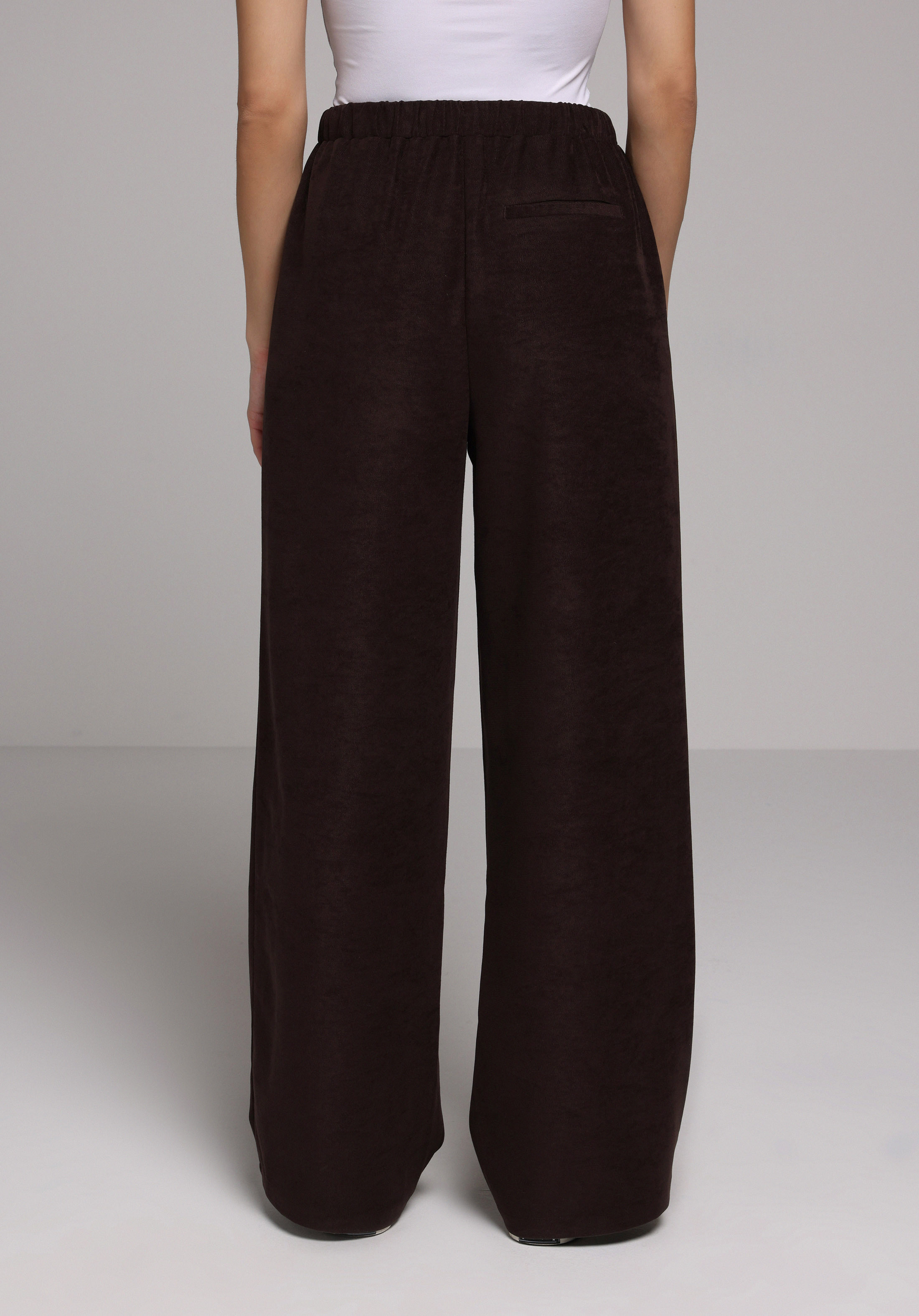 Regular Fıt Yüksel Bel Geniş Paça Kadın Kahverengi  Pantolon