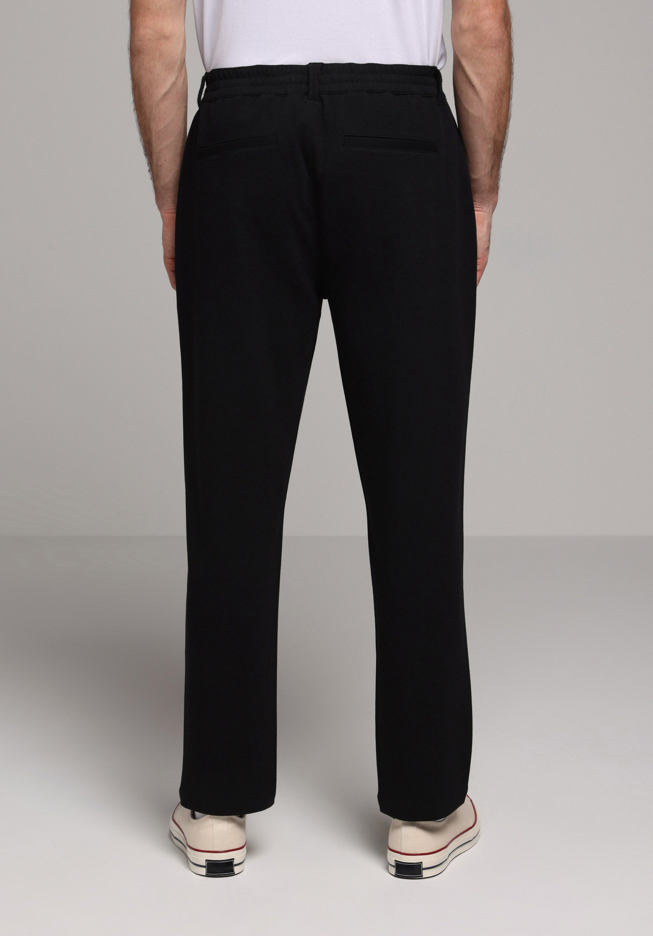 Regular Fit Orta Bel Düz Paça Erkek Siyah  Pantolon