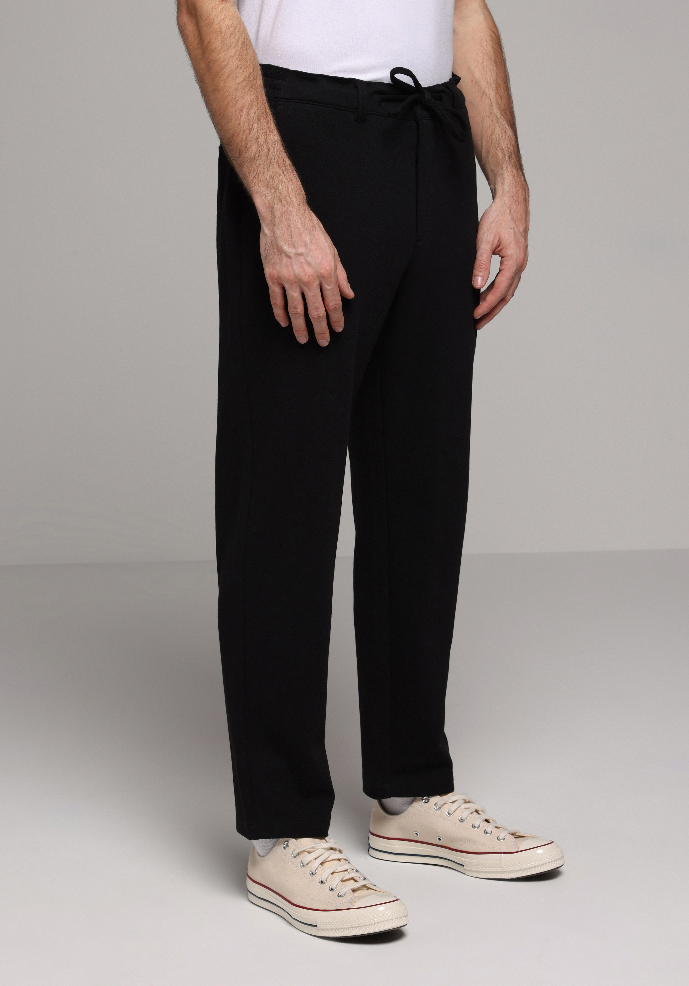 Regular Fit Orta Bel Düz Paça Erkek Siyah  Pantolon