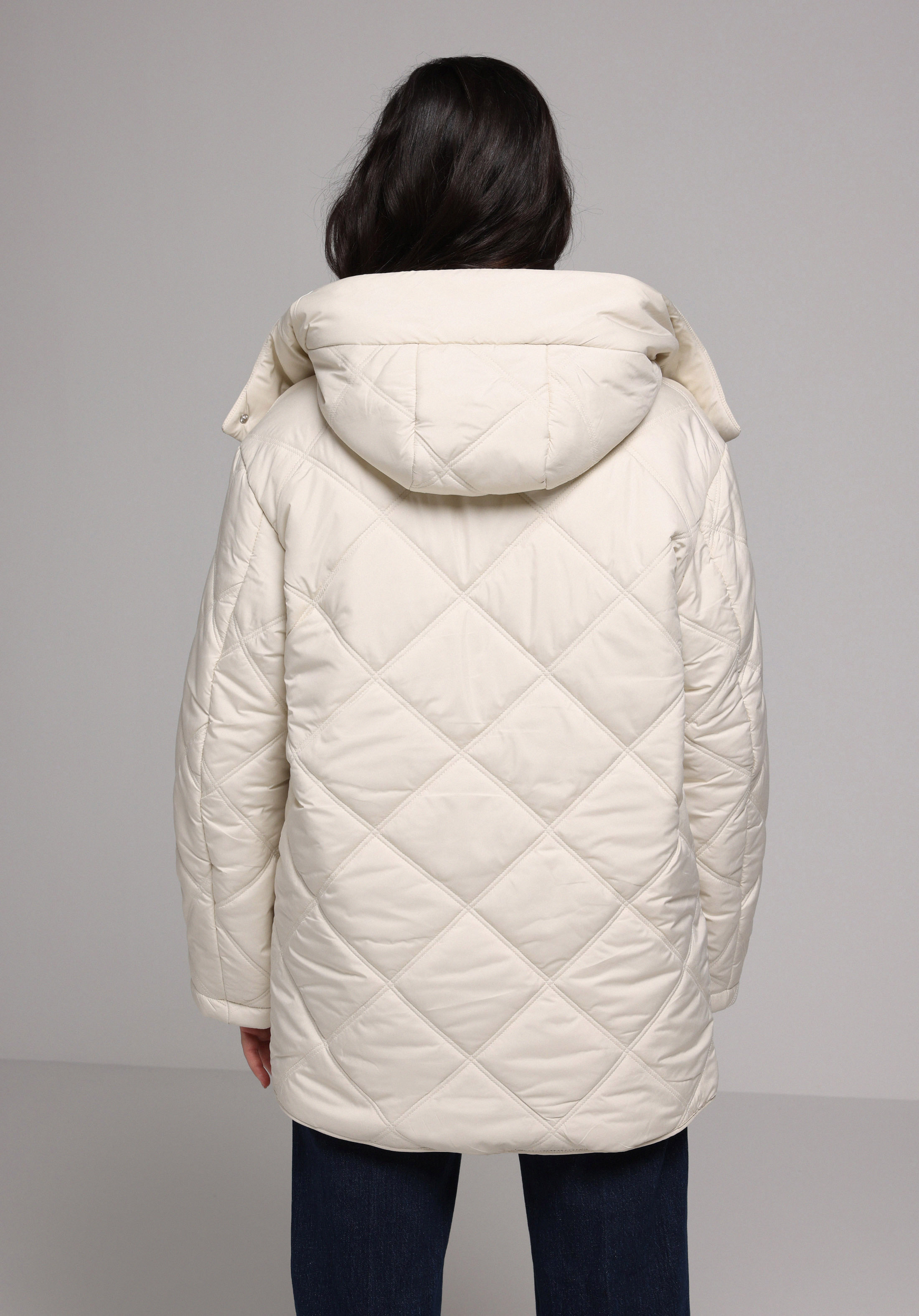 Regular Fit Kapüşonlu Fermuarlı Astarlı Suya Dayanıklı Kadın Ekru Mont