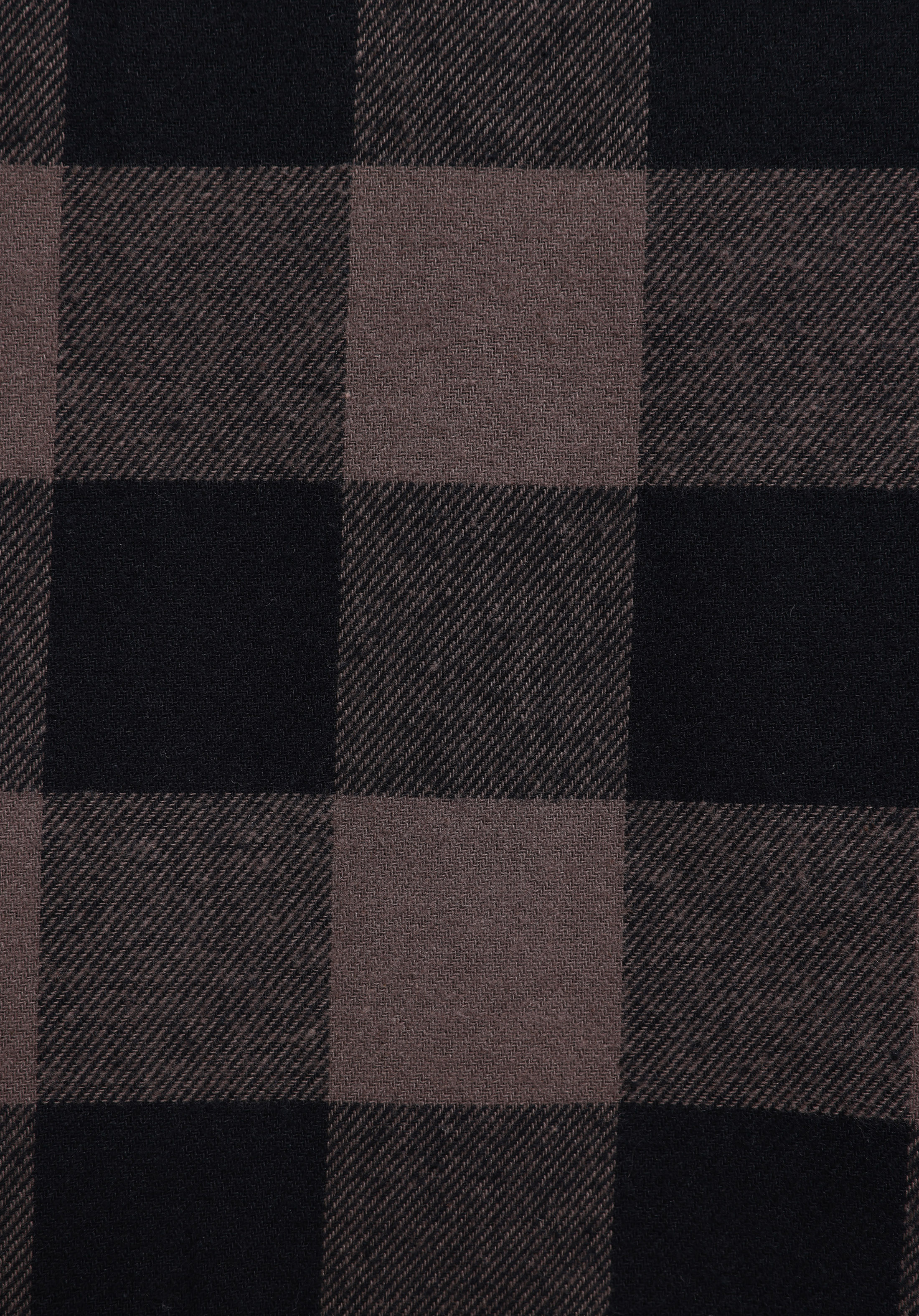 Regular Fit Shirt Neck Kareli Erkek Kahverengi Uzun Kol Gömlek