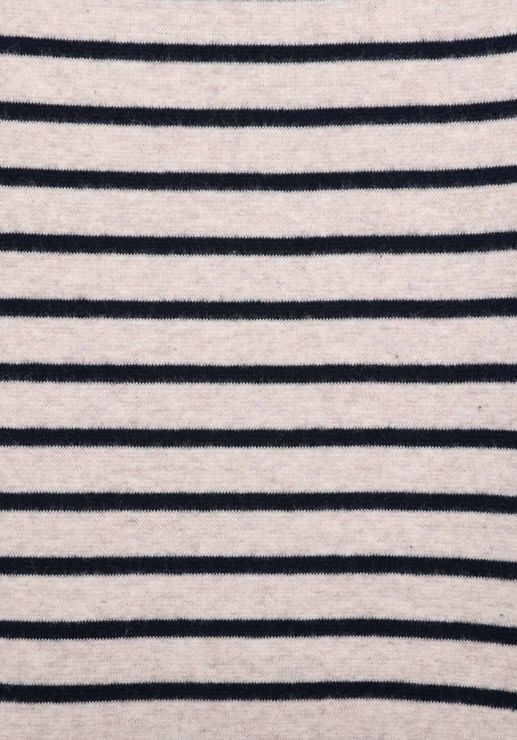 Regular Fit Yuvarlak Yaka Çizgili Kadın Bej Kısa Kol Tişört