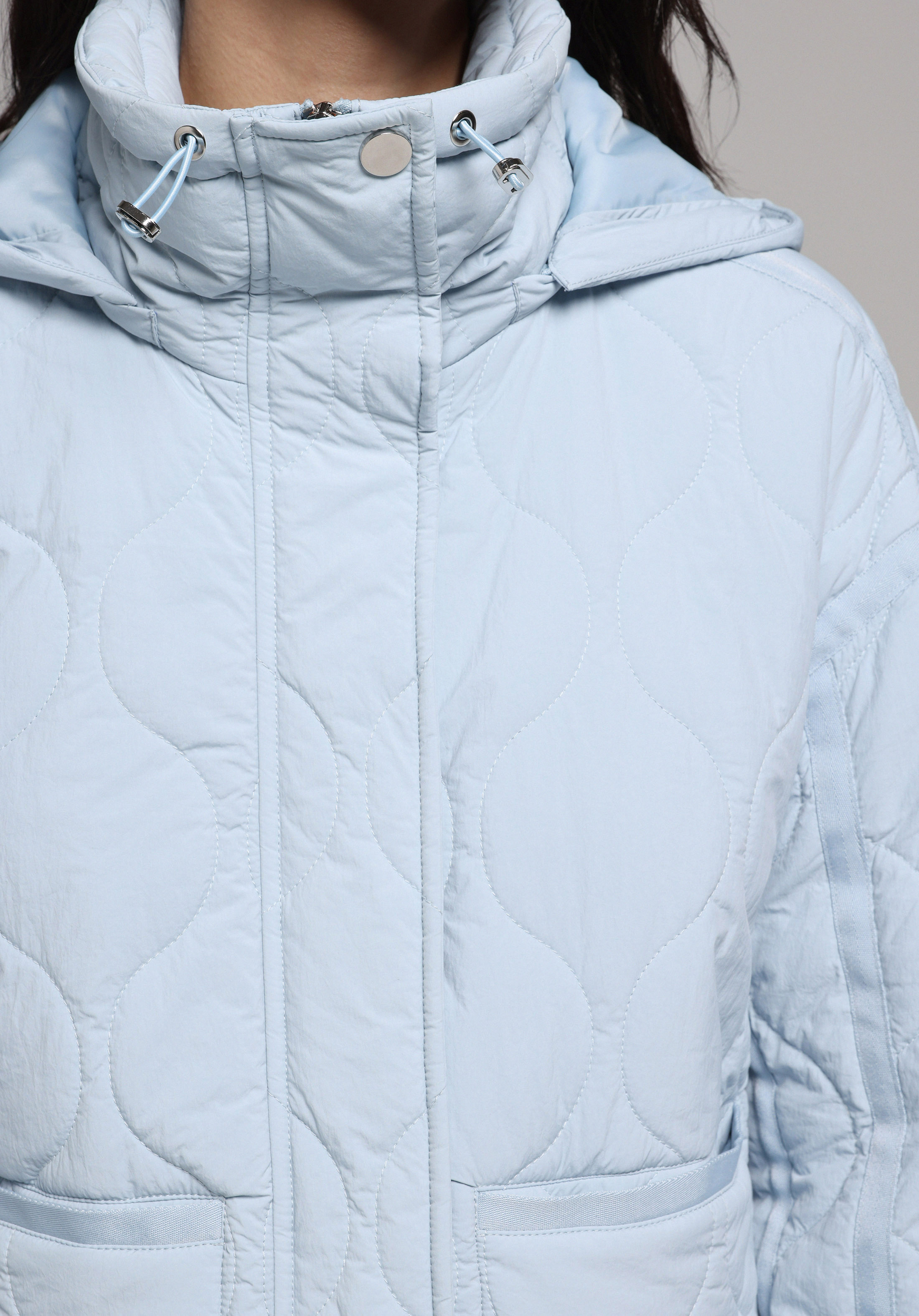 Regular Fit Kapüşonlu Fermuarlı Astarlı Suya Dayanıklı Kadın Mavi Mont