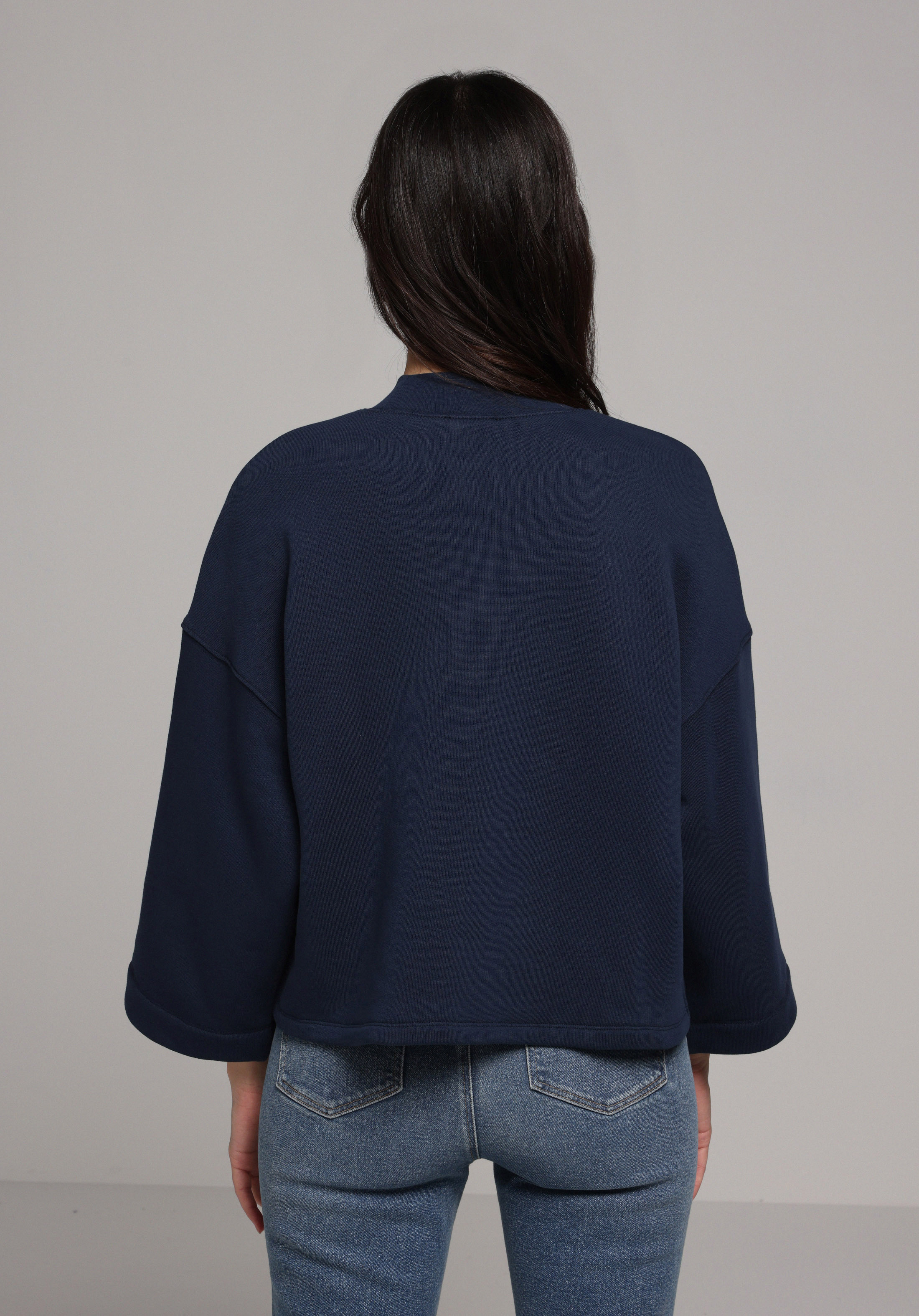 Relax Fit Yuvarlak Yaka Düz Kadın Lacivert Sweatshirt