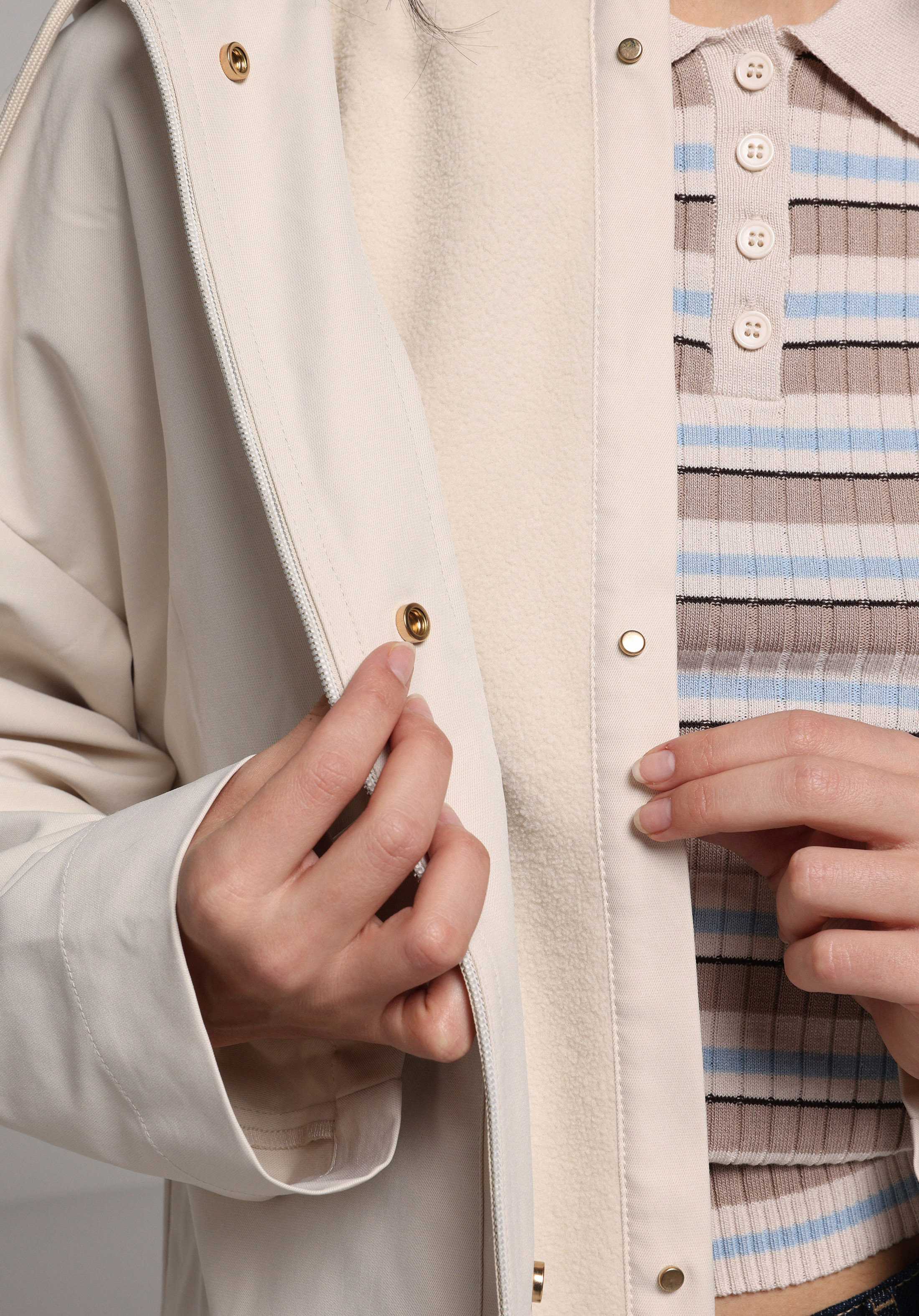 Regular Fit     Kadın Ekru Yağmurluk