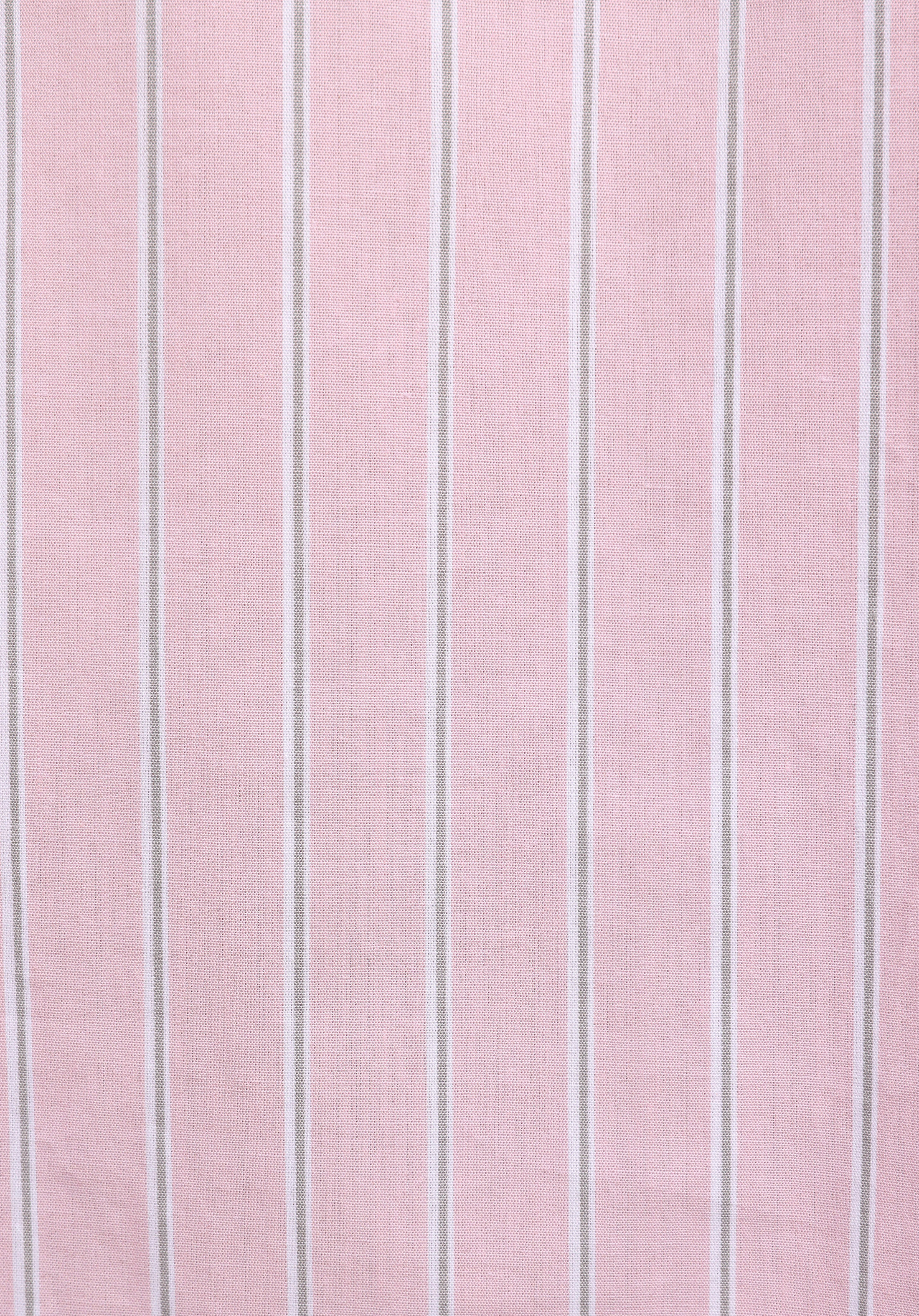 Oversize Fit Shirt Neck Çizgili Kadın Pembe Uzun Kol Gömlek