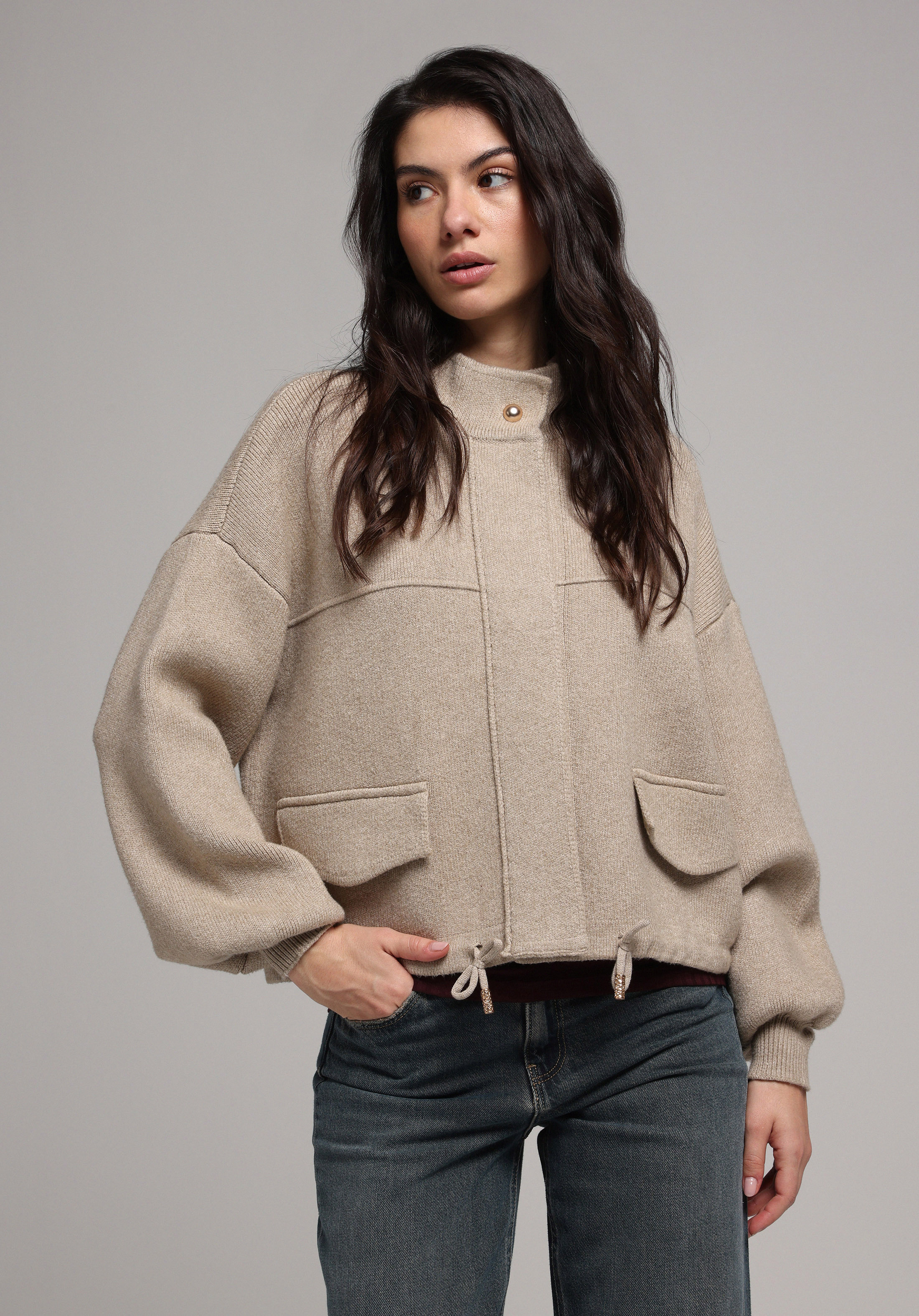 Regular Fit   Kadın Bej Hırka