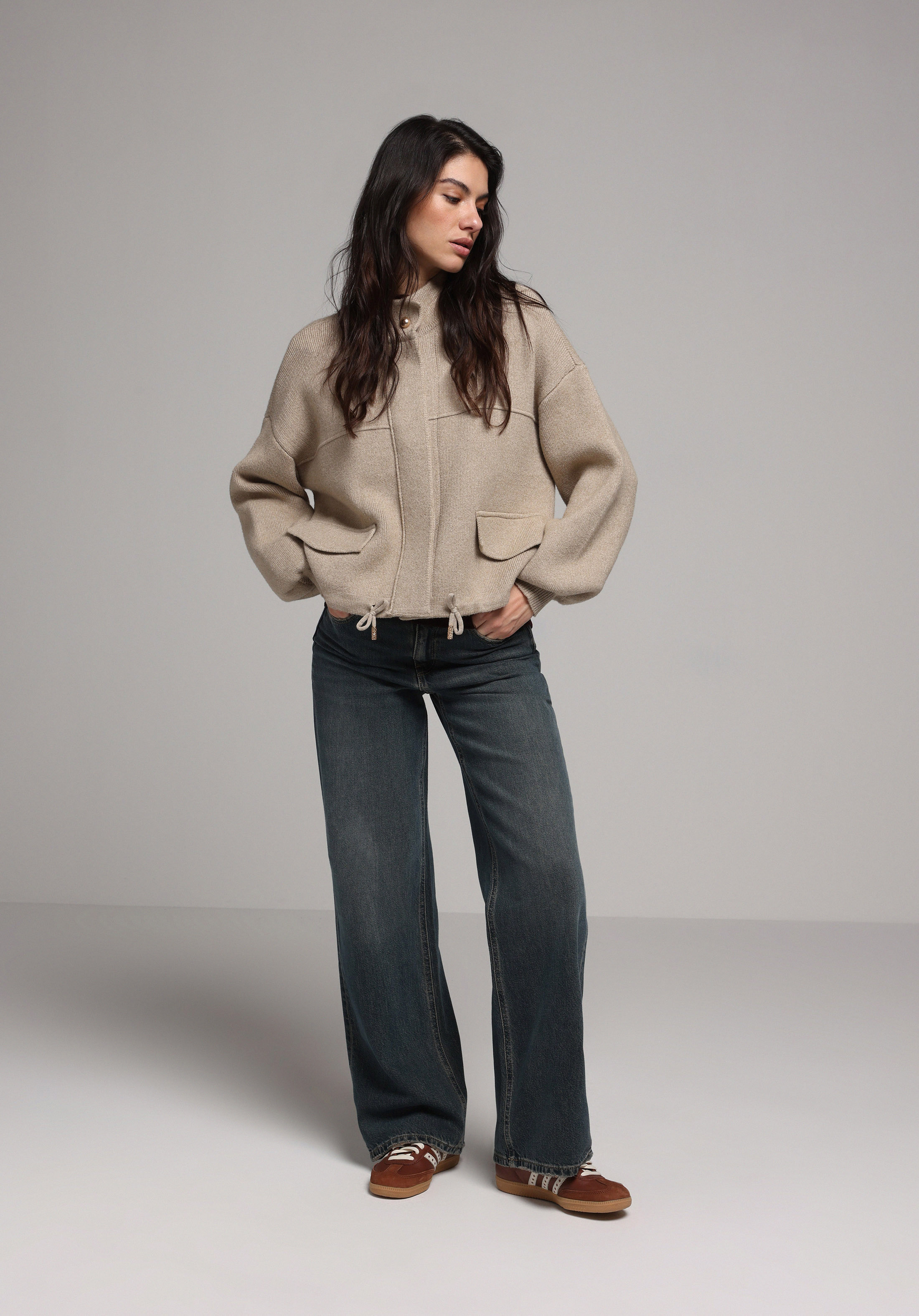 Regular Fit   Kadın Bej Hırka