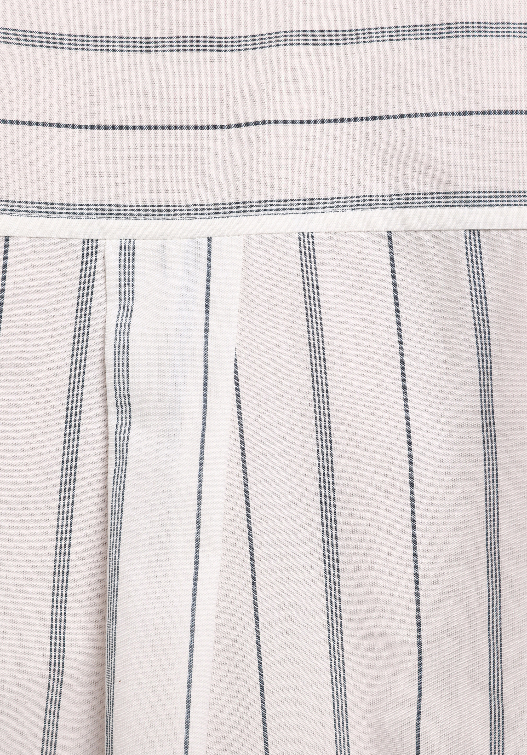 Regular Fit Shirt Neck Çizgili Kadın Beyaz Uzun Kol Gömlek