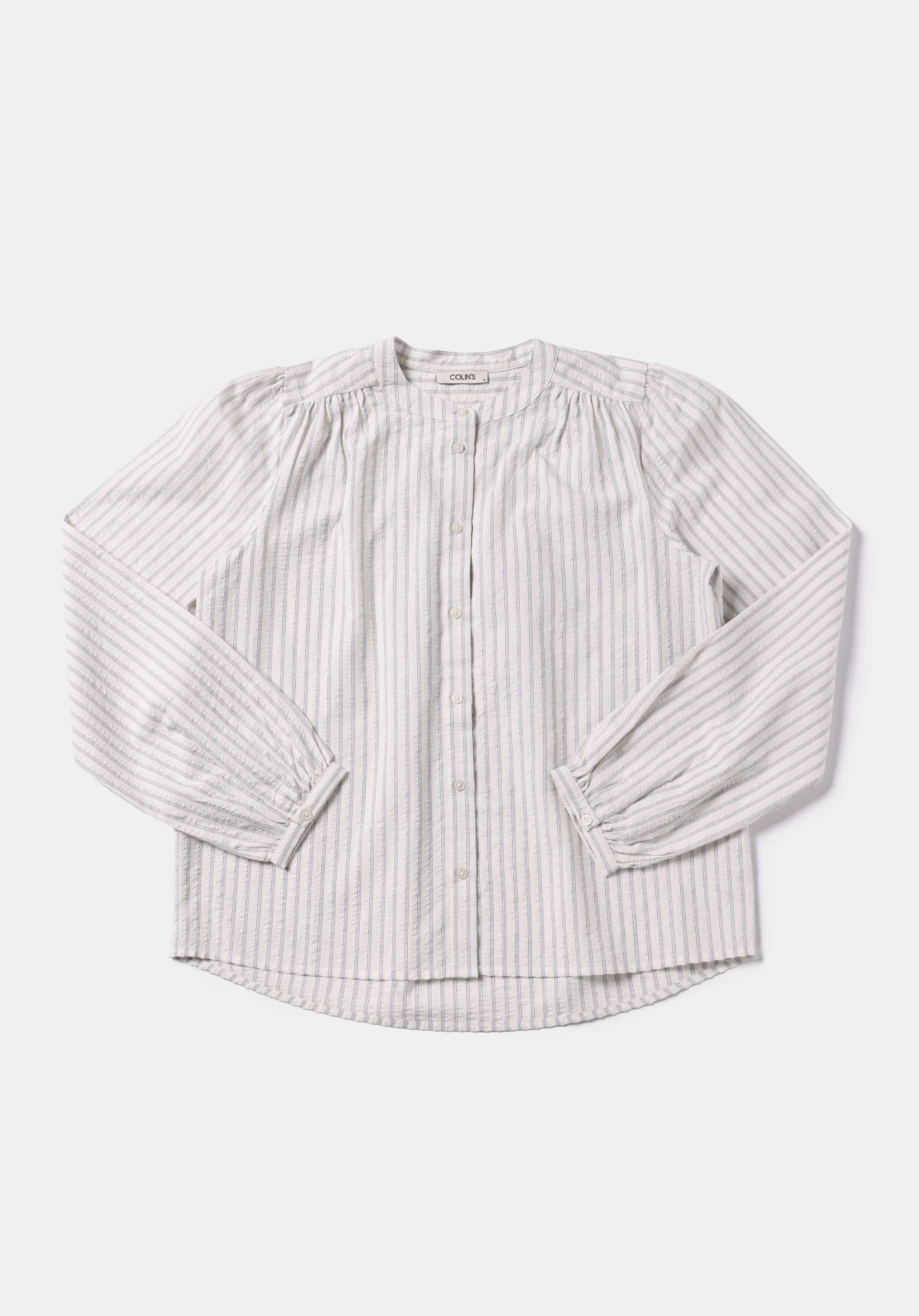 Fashion Fit Hakim Yaka Çizgili Kadın Beyaz Uzun Kol Gömlek