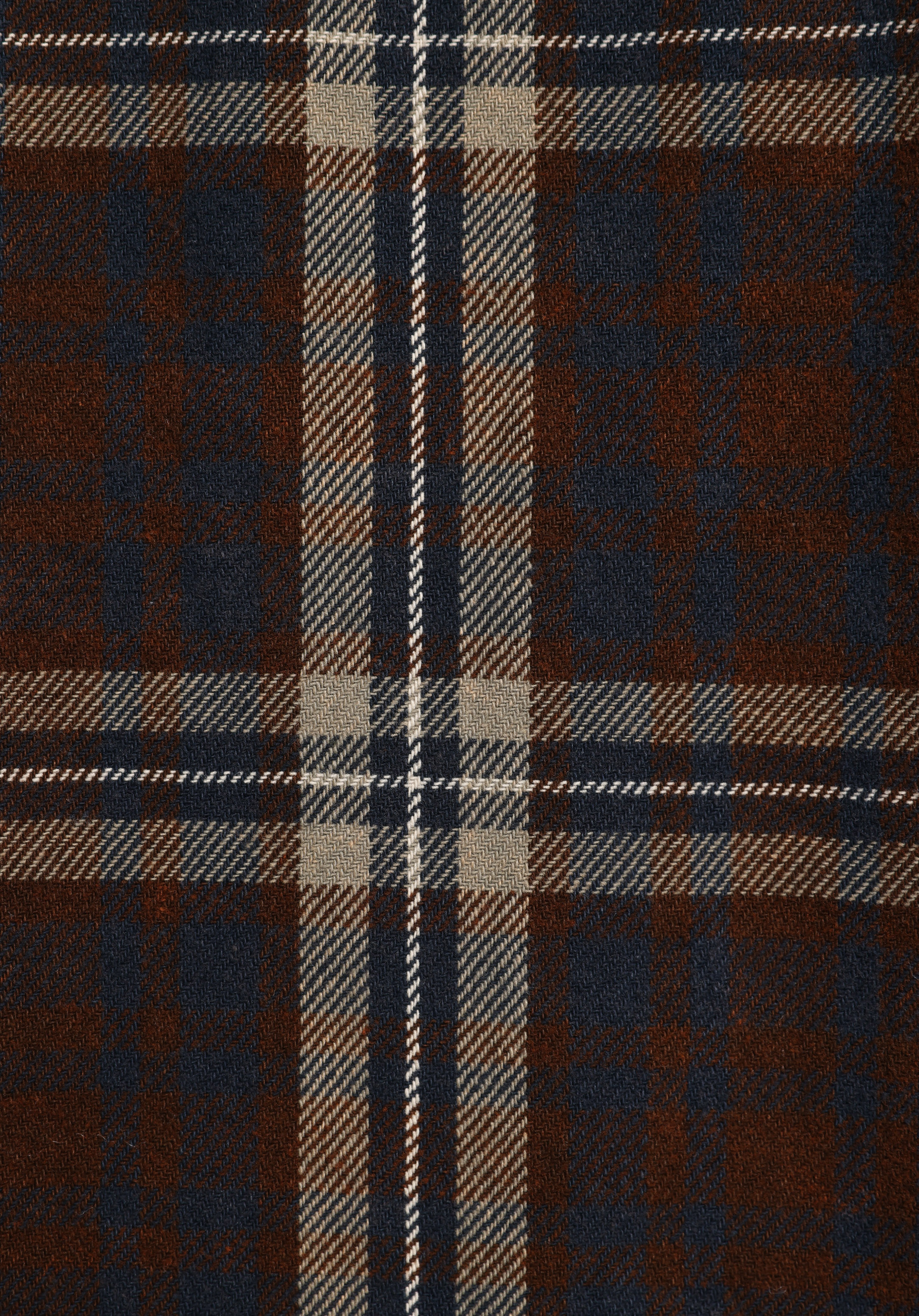 Oversize Fit Shirt Neck Ekoseli Erkek Kahverengi Uzun Kol Gömlek