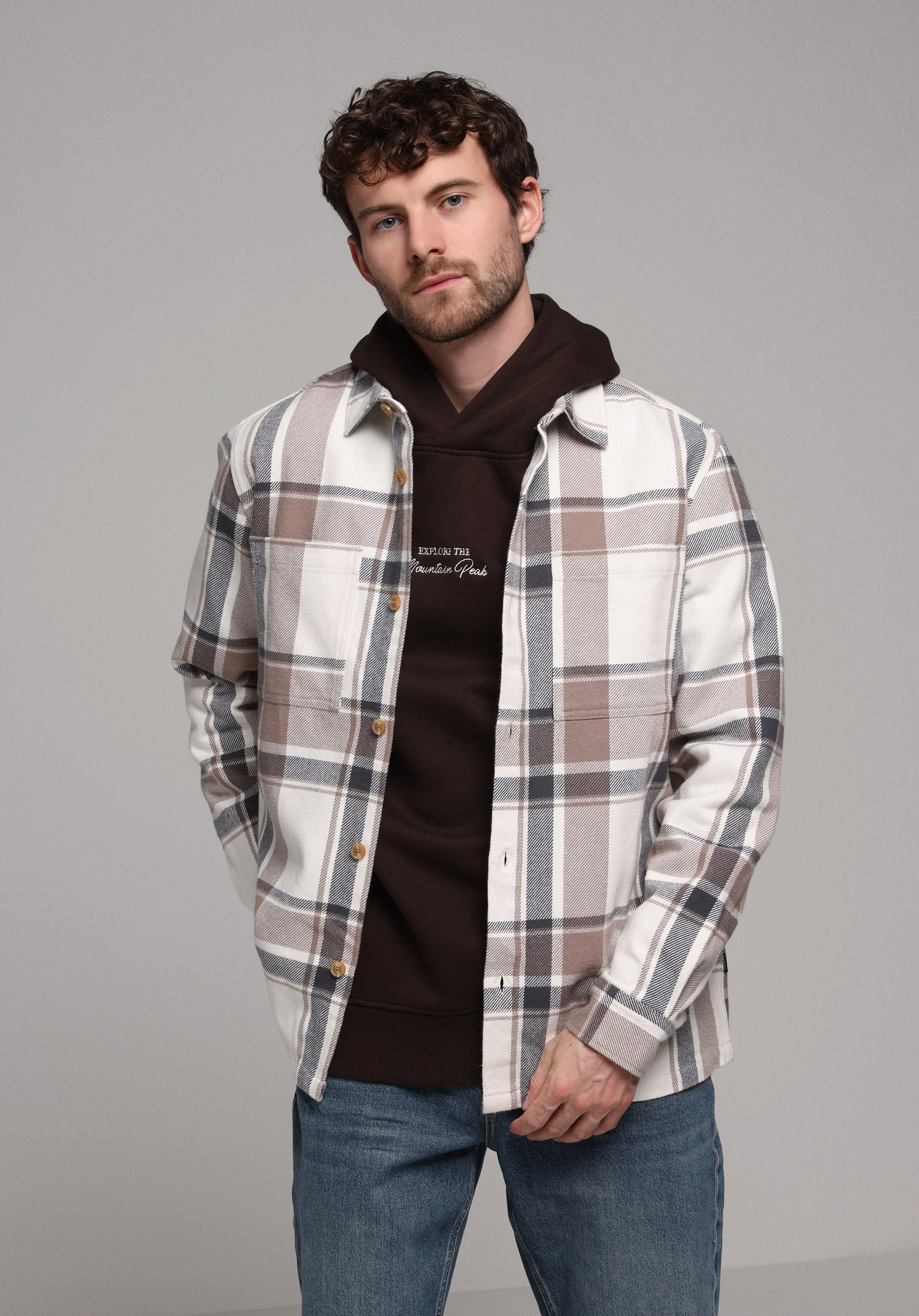 Comfort Fit   Erkek Ekru Shacket