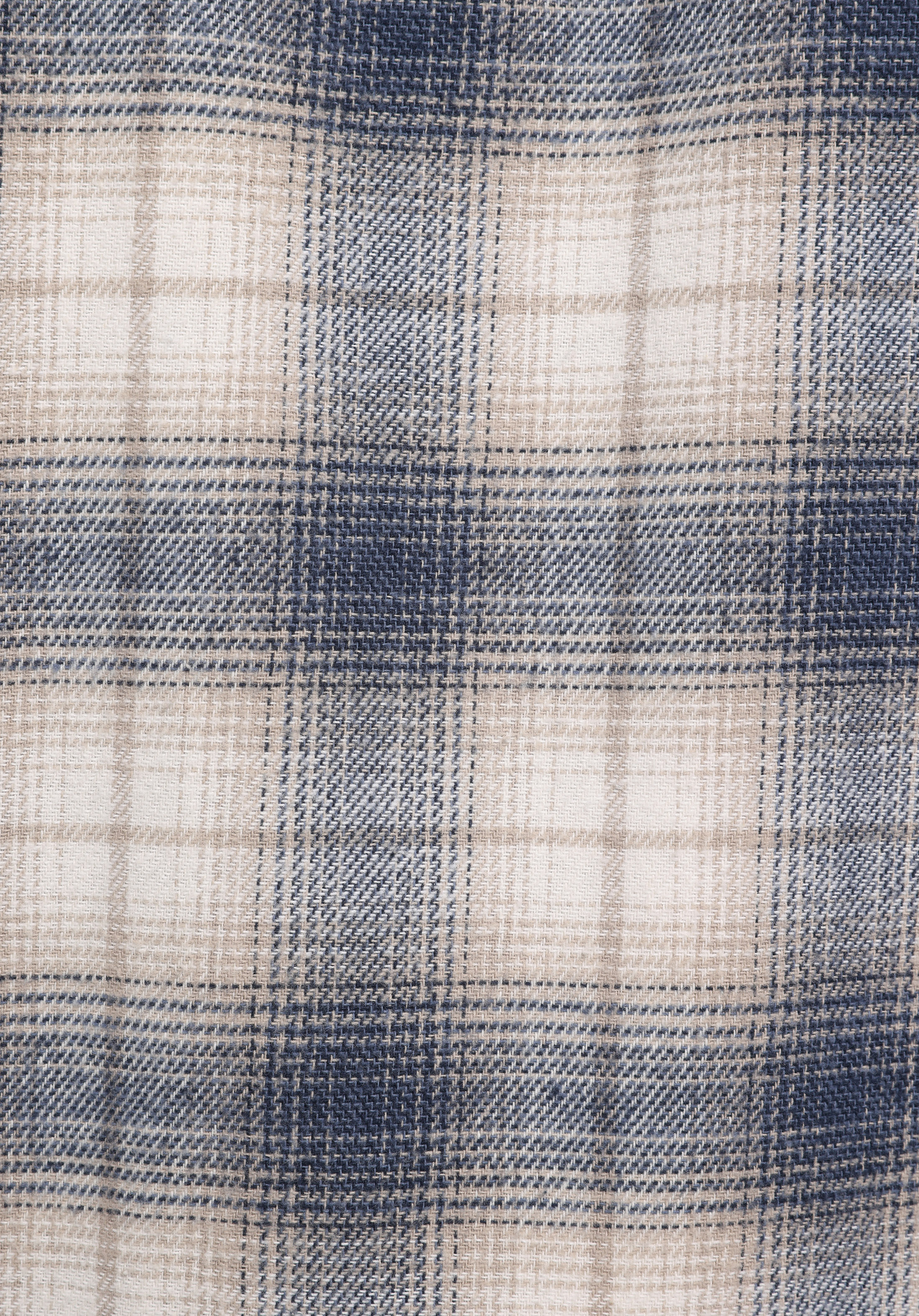 Comfort Fit Shirt Neck Ekoseli Erkek Mavi Uzun Kol Gömlek