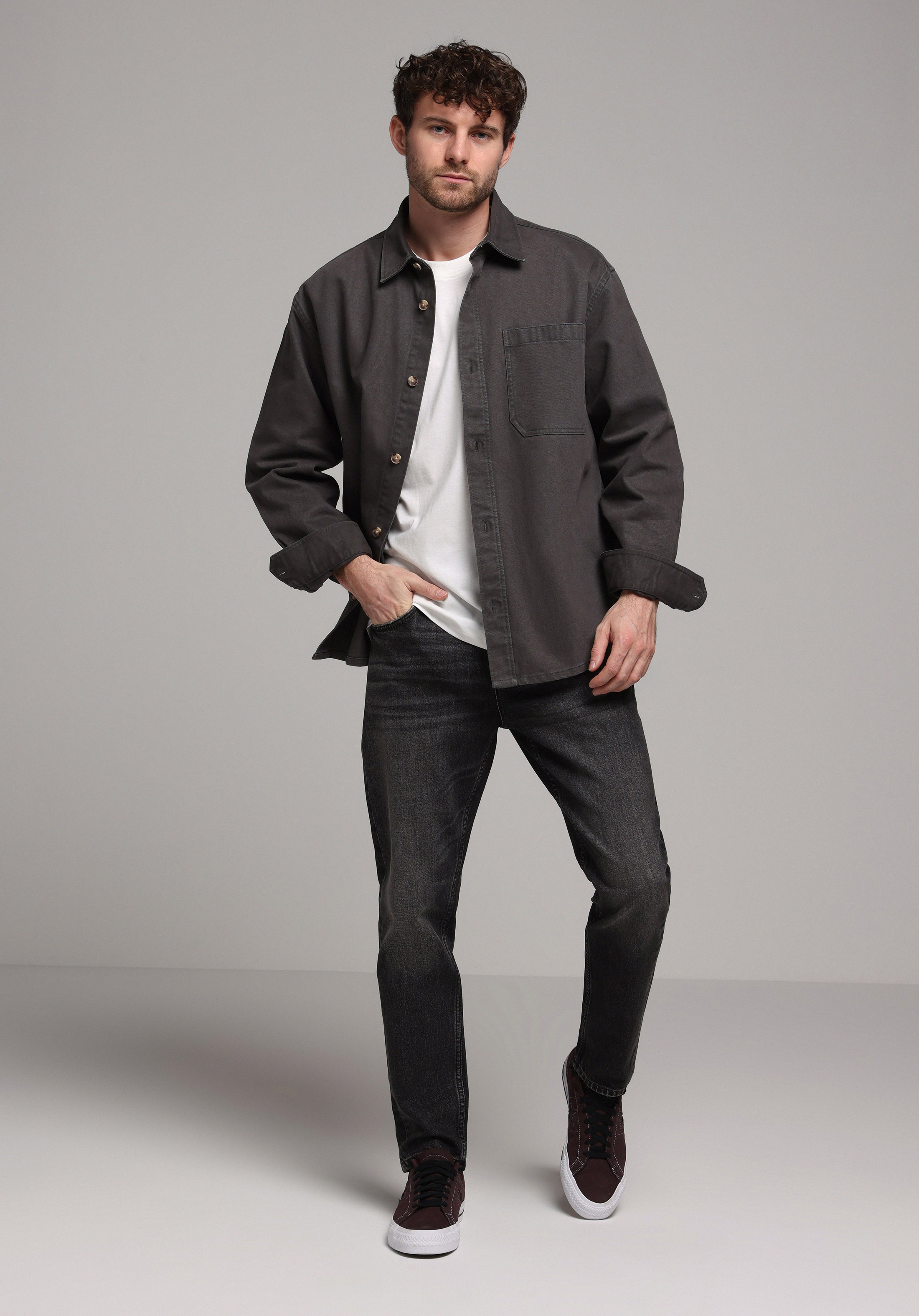 Oversize Fit   Erkek Antrasit Shacket