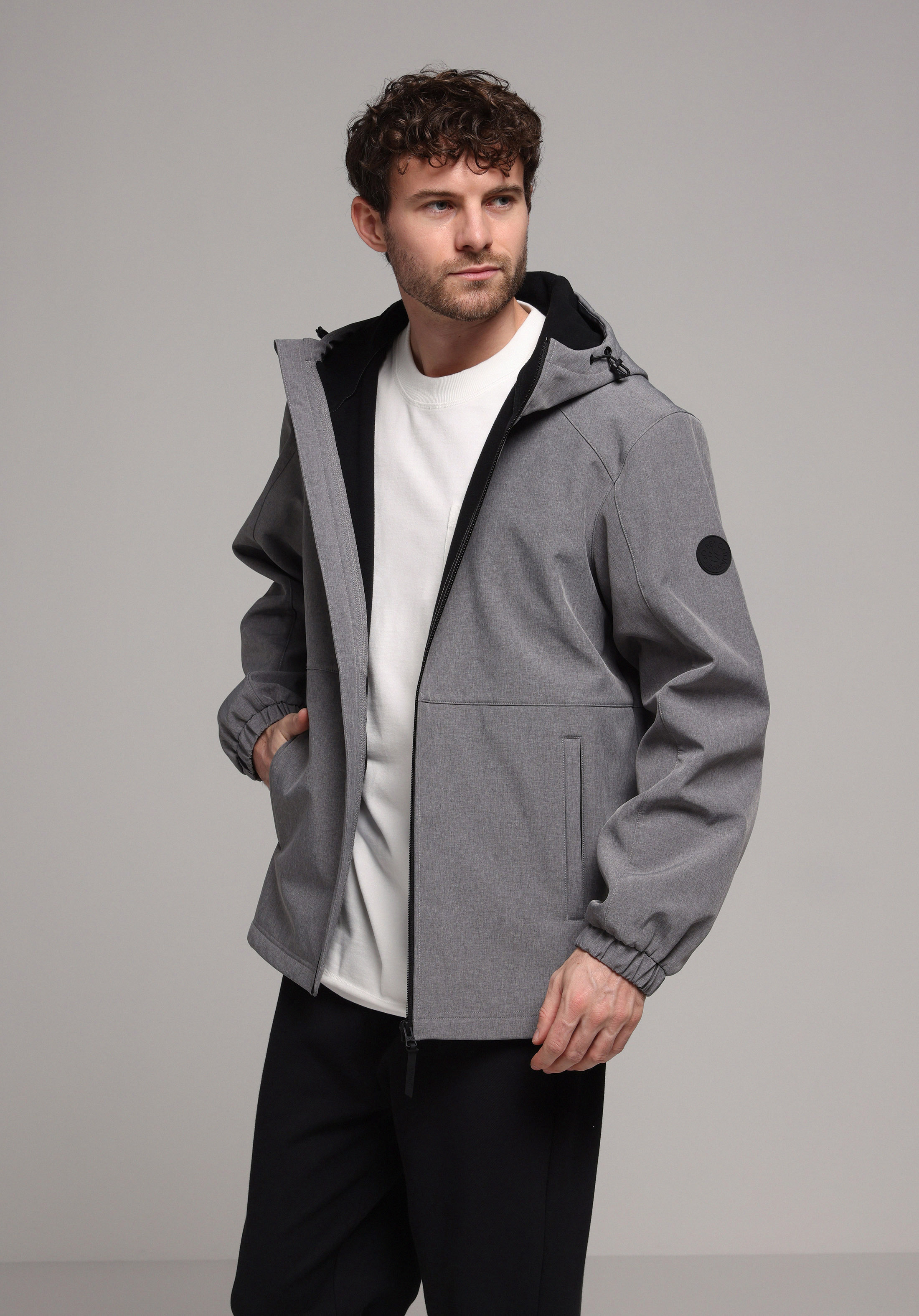 Regular Fit     Erkek Gri Yağmurluk