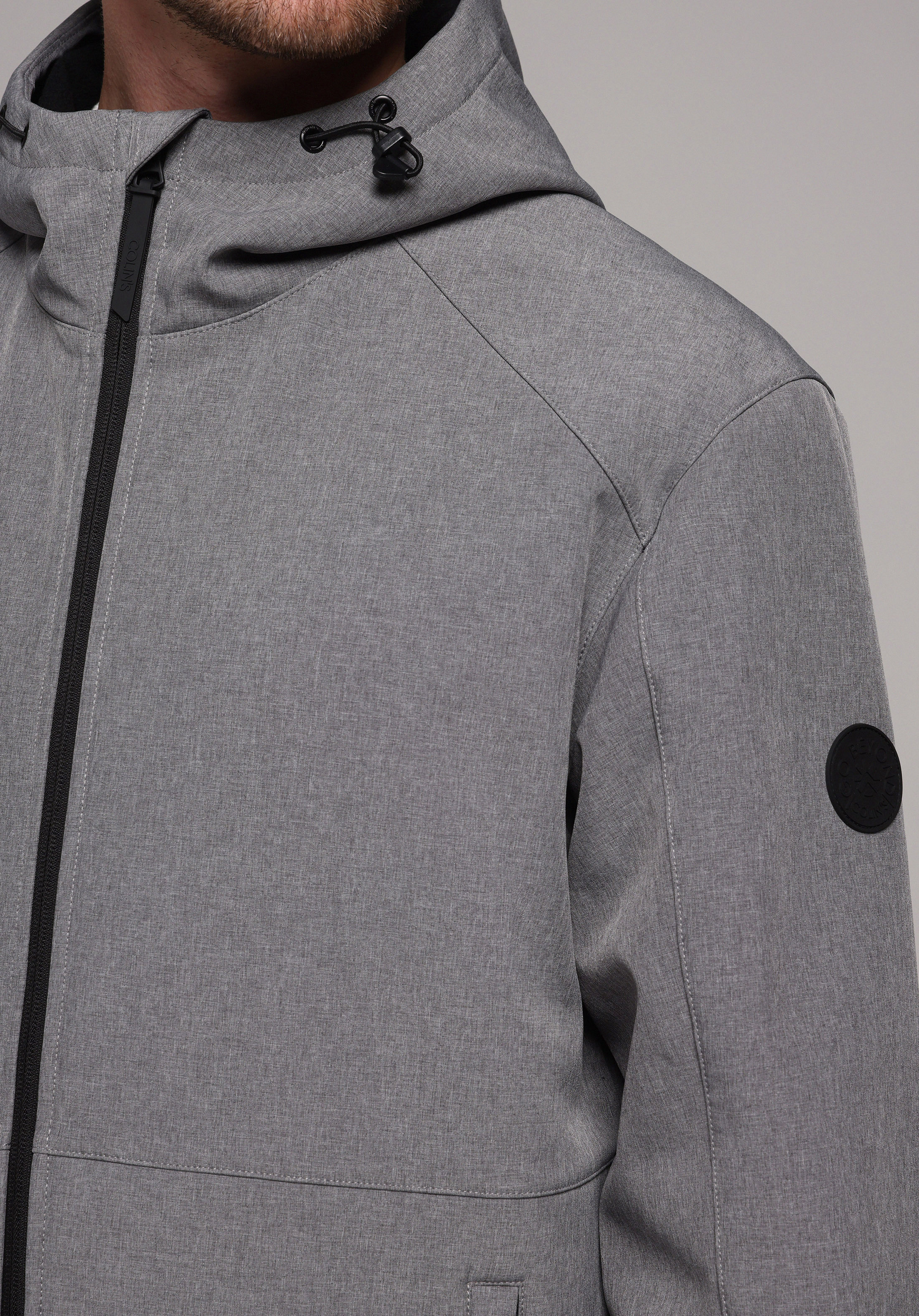 Regular Fit     Erkek Gri Yağmurluk