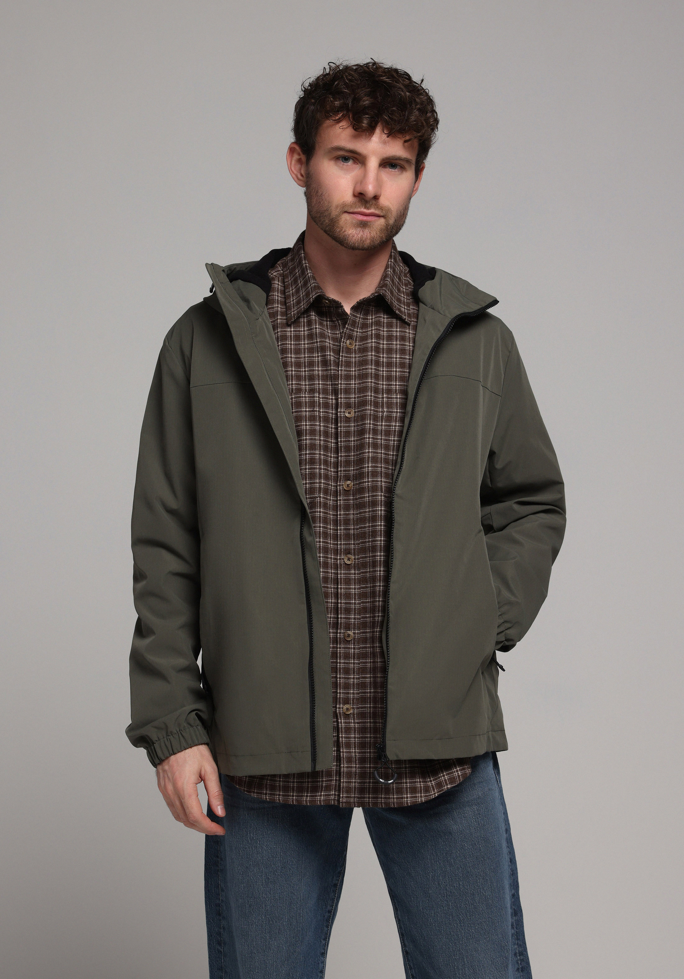 Regular Fit     Erkek Yeşil Yağmurluk