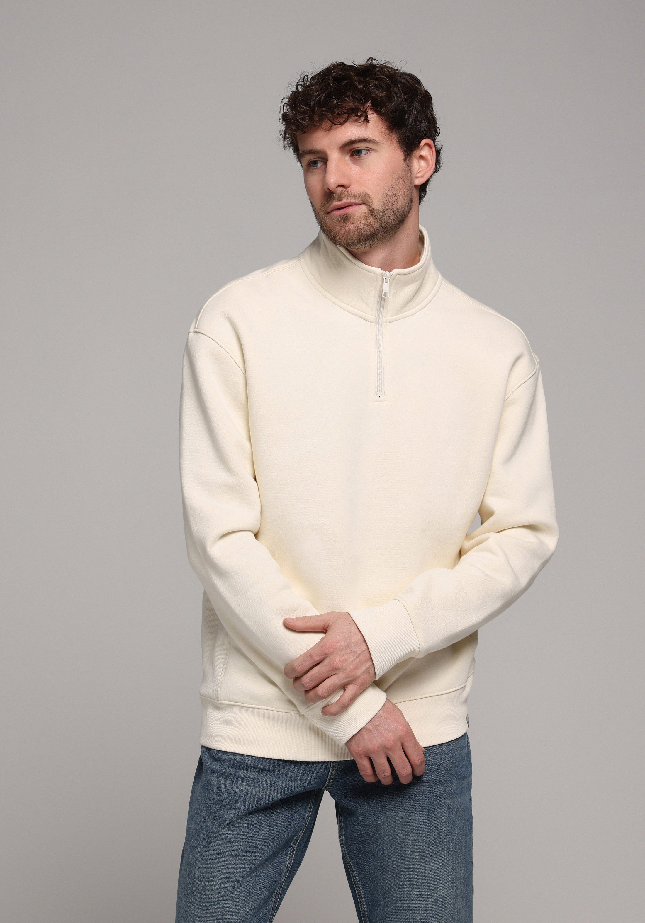 Comfort Fit   Erkek Ekru Sweatshirt