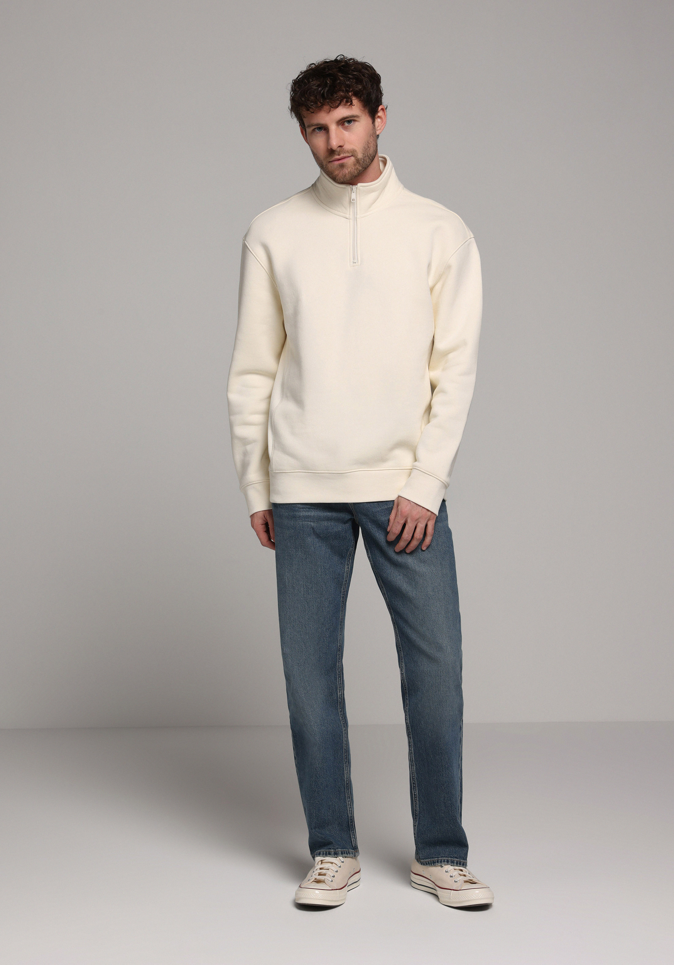 Comfort Fit   Erkek Ekru Sweatshirt