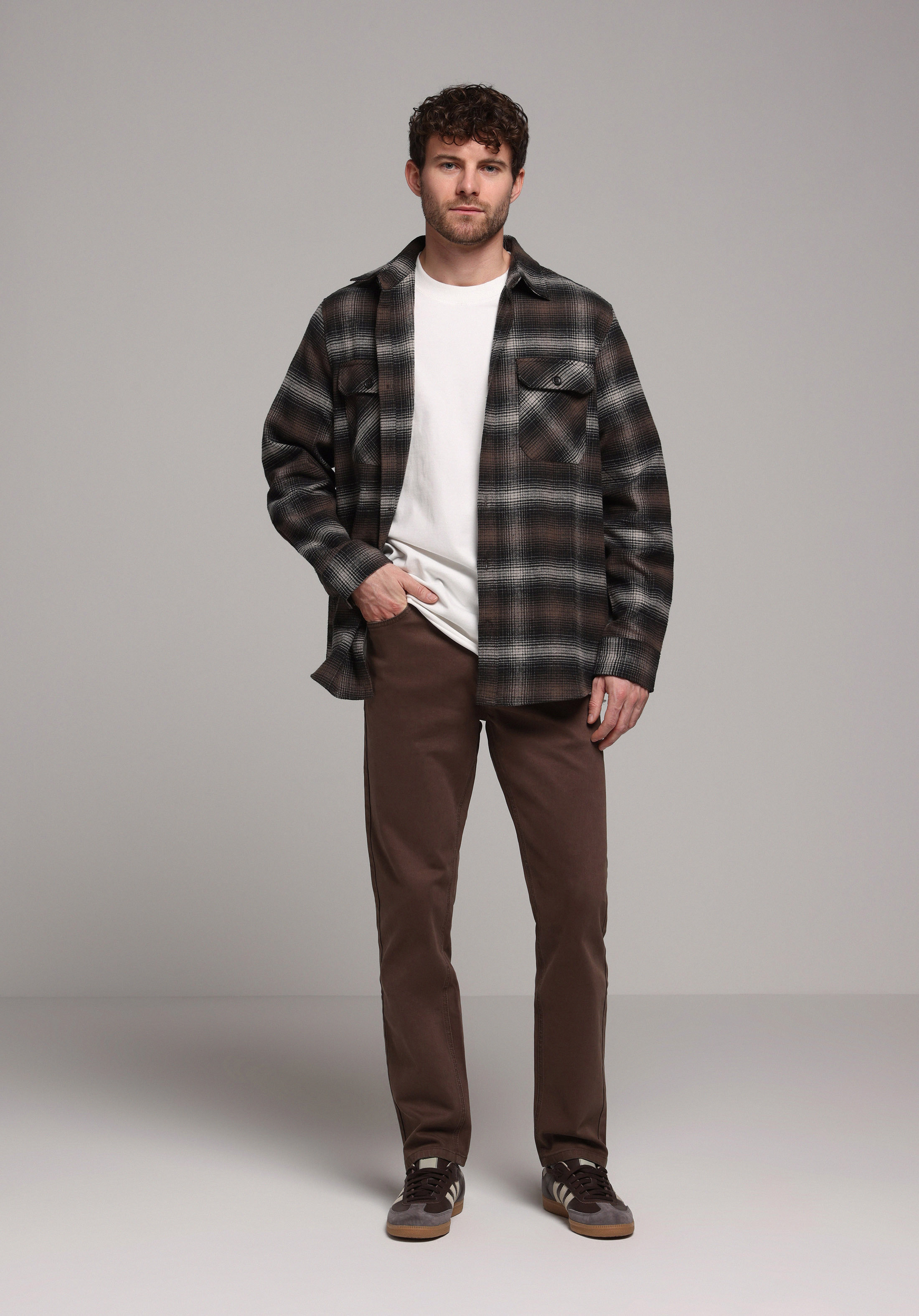 Regular Fit Orta Bel Düz Paça Erkek Kahverengi  Pantolon