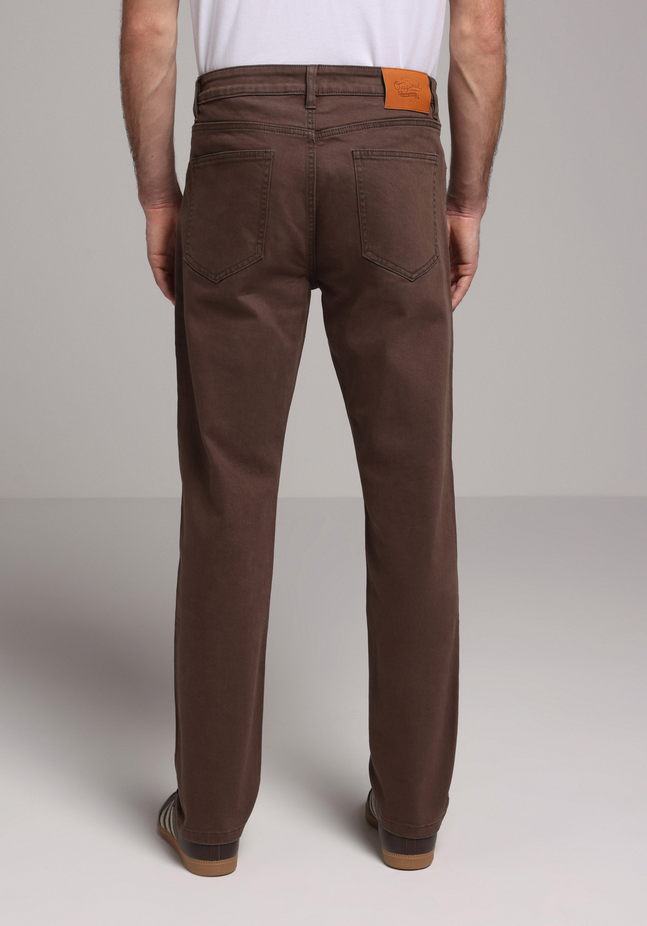 Regular Fit Orta Bel Düz Paça Erkek Kahverengi  Pantolon