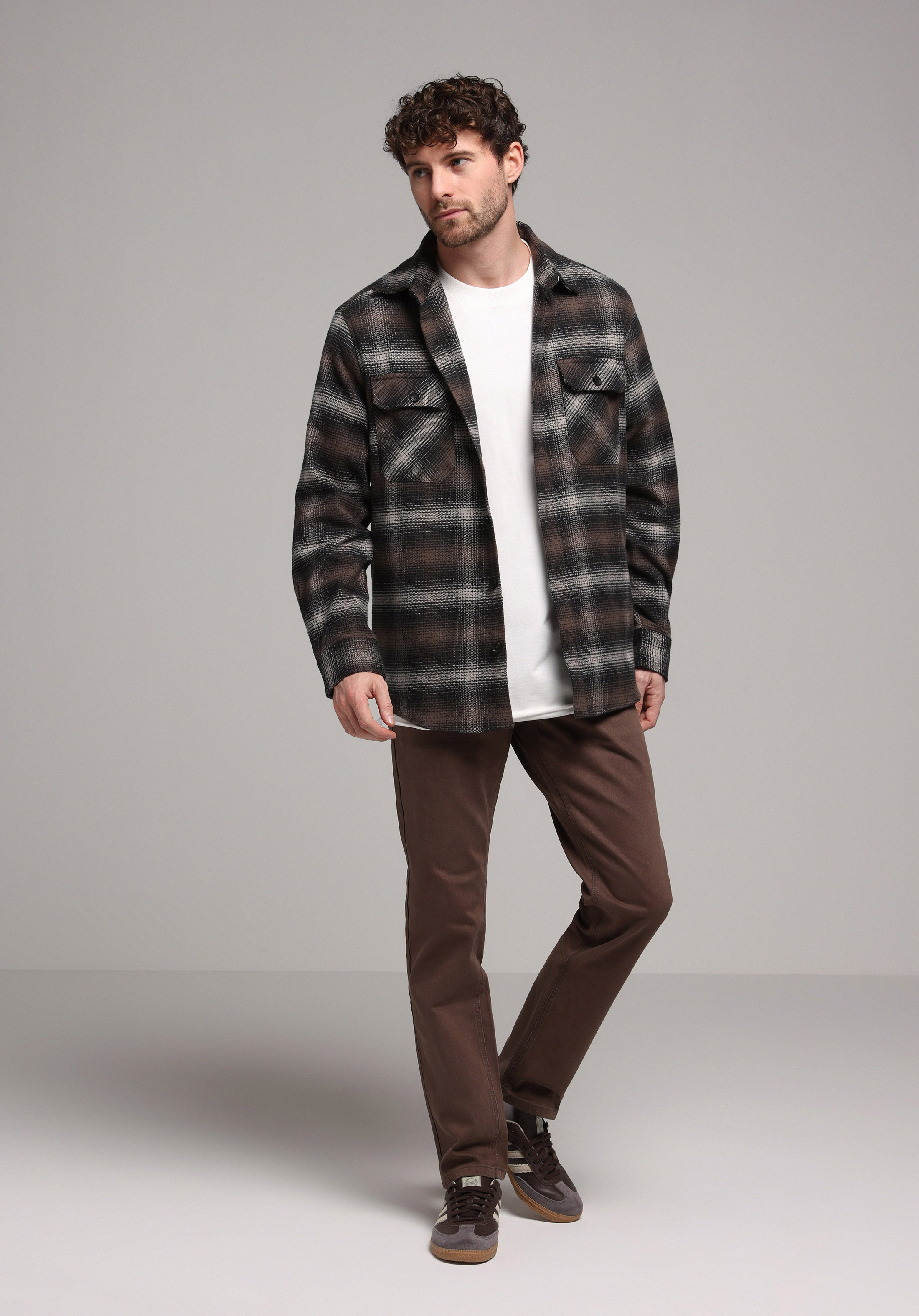 Regular Fit Orta Bel Düz Paça Erkek Kahverengi  Pantolon