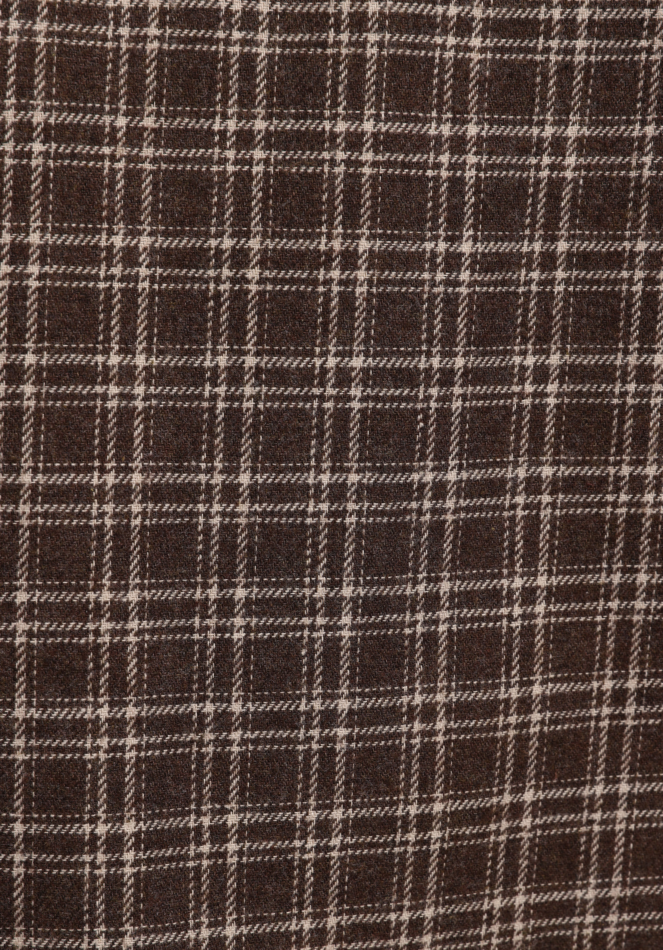 Comfort Fit Shirt Neck Ekoseli Erkek Kahverengi Uzun Kol Gömlek