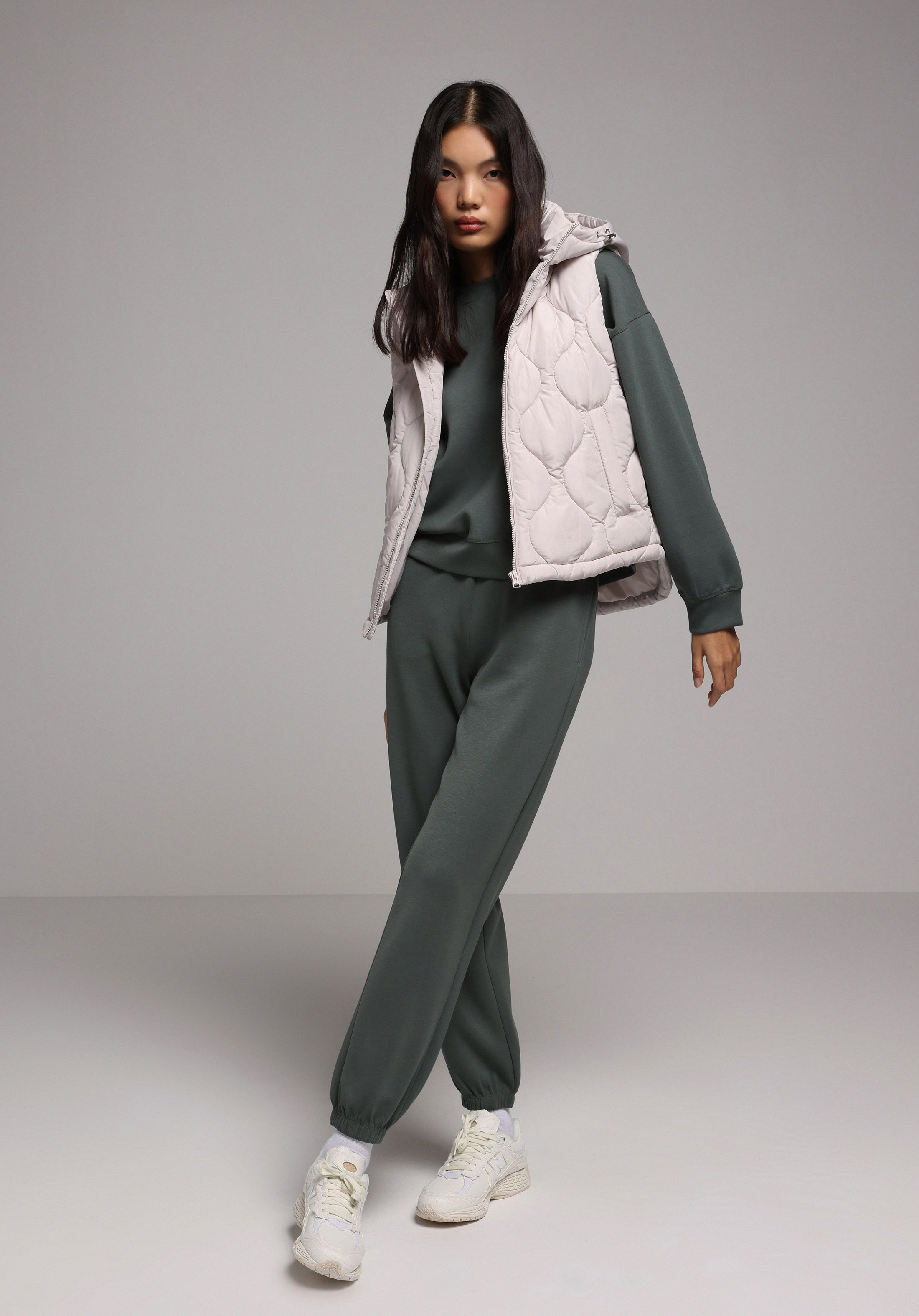 Regular Fit Orta Bel Düz Kadın Yeşil Eşofman Altı