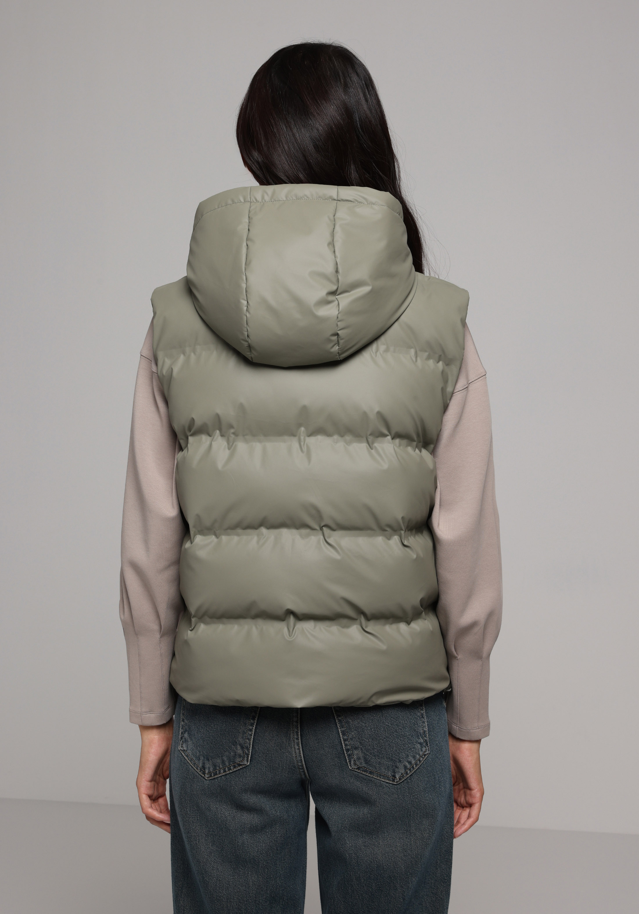 Regular Fit Kapüşonlu Fermuarlı Astarlı Çıkarılabilir Kapüşonlu Kadın Yeşil Yelek