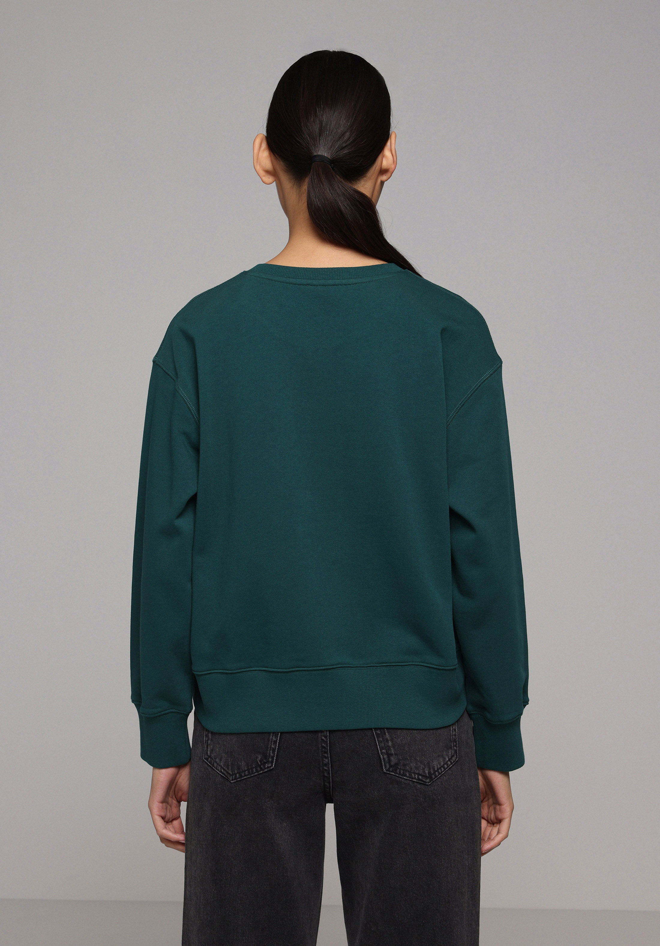 Regular Fit Yuvarlak Yaka Baskılı Kadın Yeşil Sweatshirt