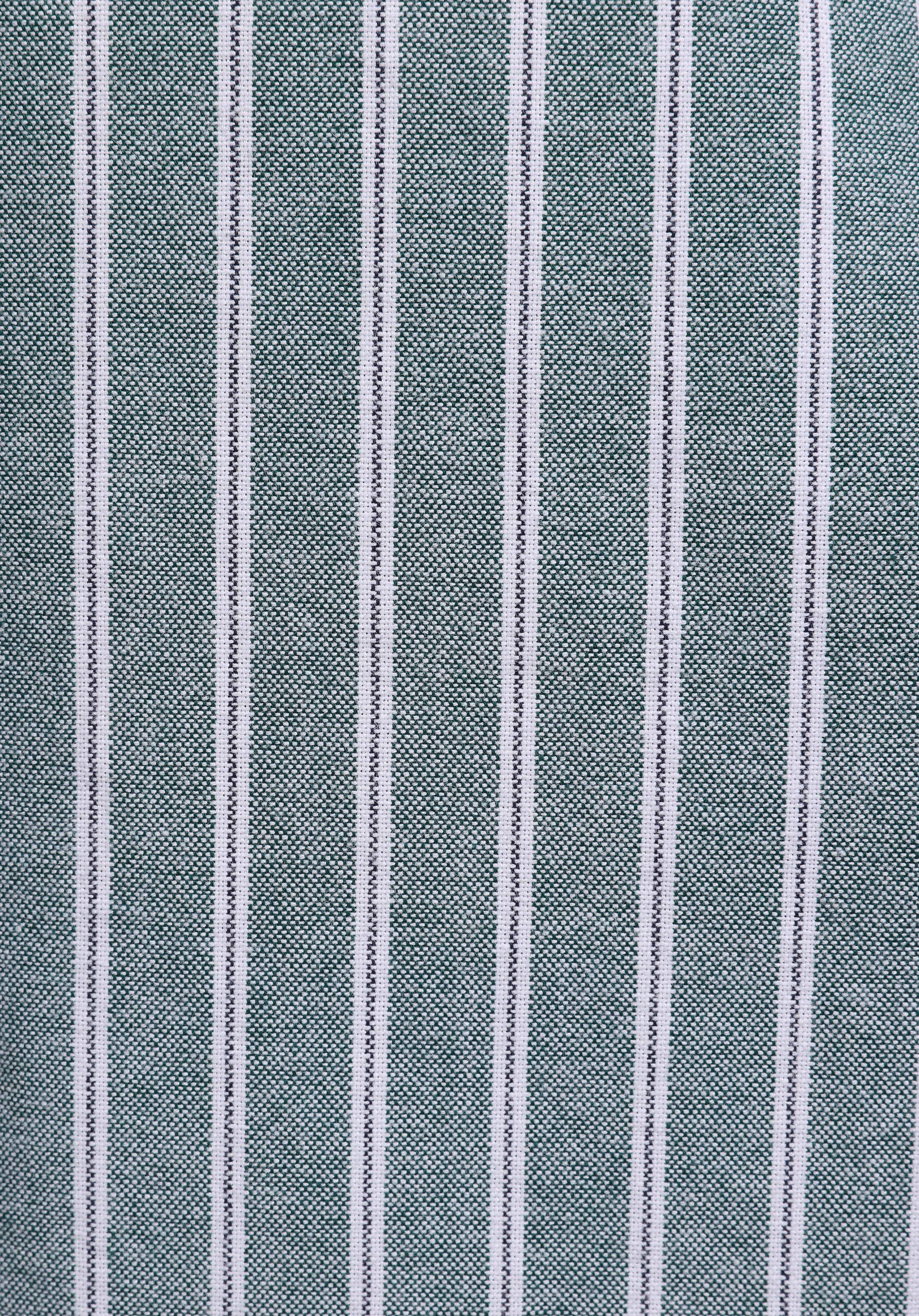 Regular Fit Shirt Neck Çizgili Erkek Yeşil Uzun Kol Gömlek