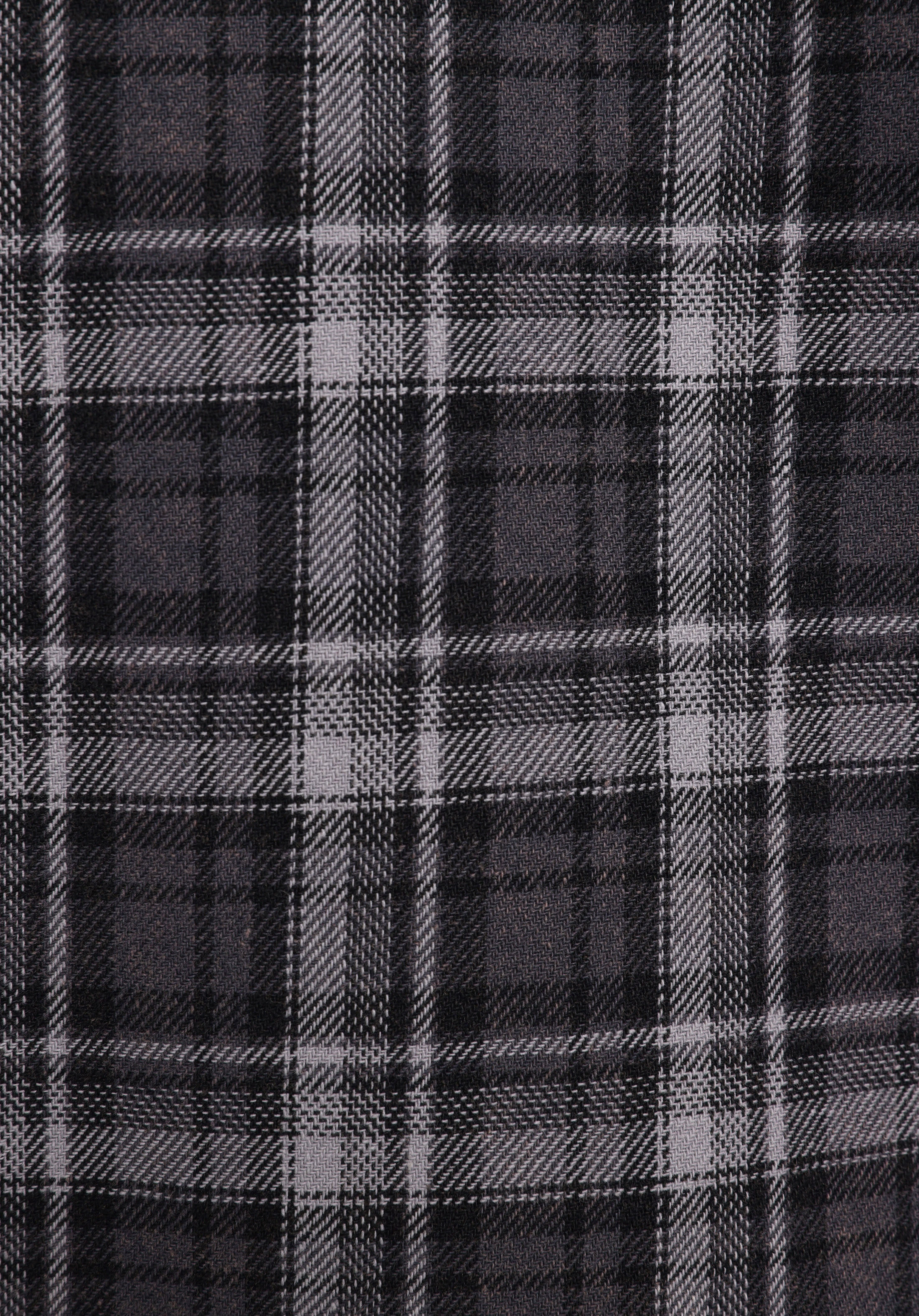 Regular Fit Shirt Neck Ekoseli Erkek Gri Uzun Kol Gömlek