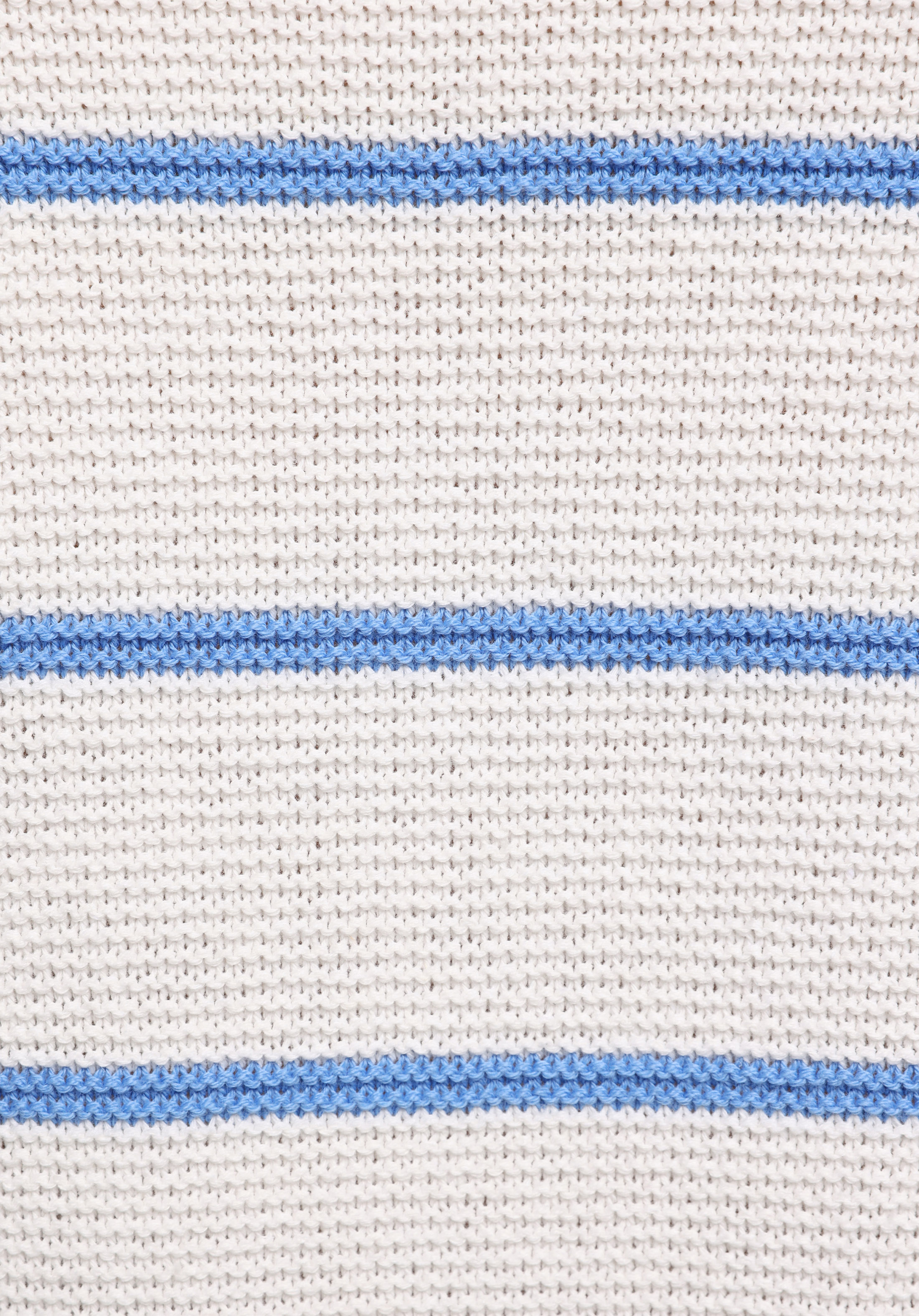 Slim Fit Yuvarlak Yaka Çizgili Kadın Ekru Kazak