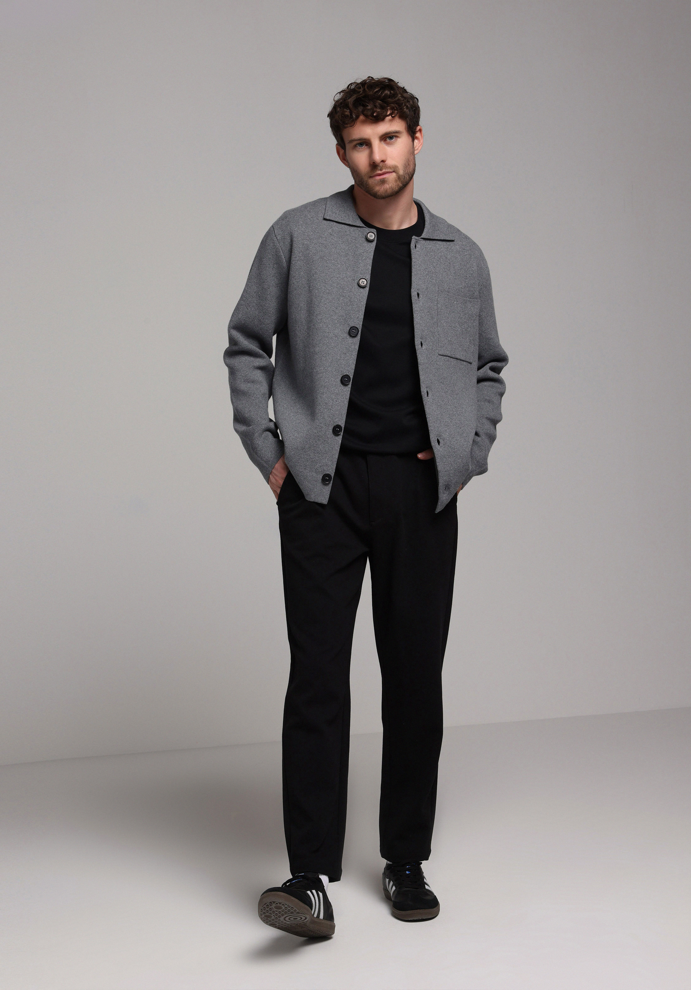 Regular Fit   Erkek Gri Hırka