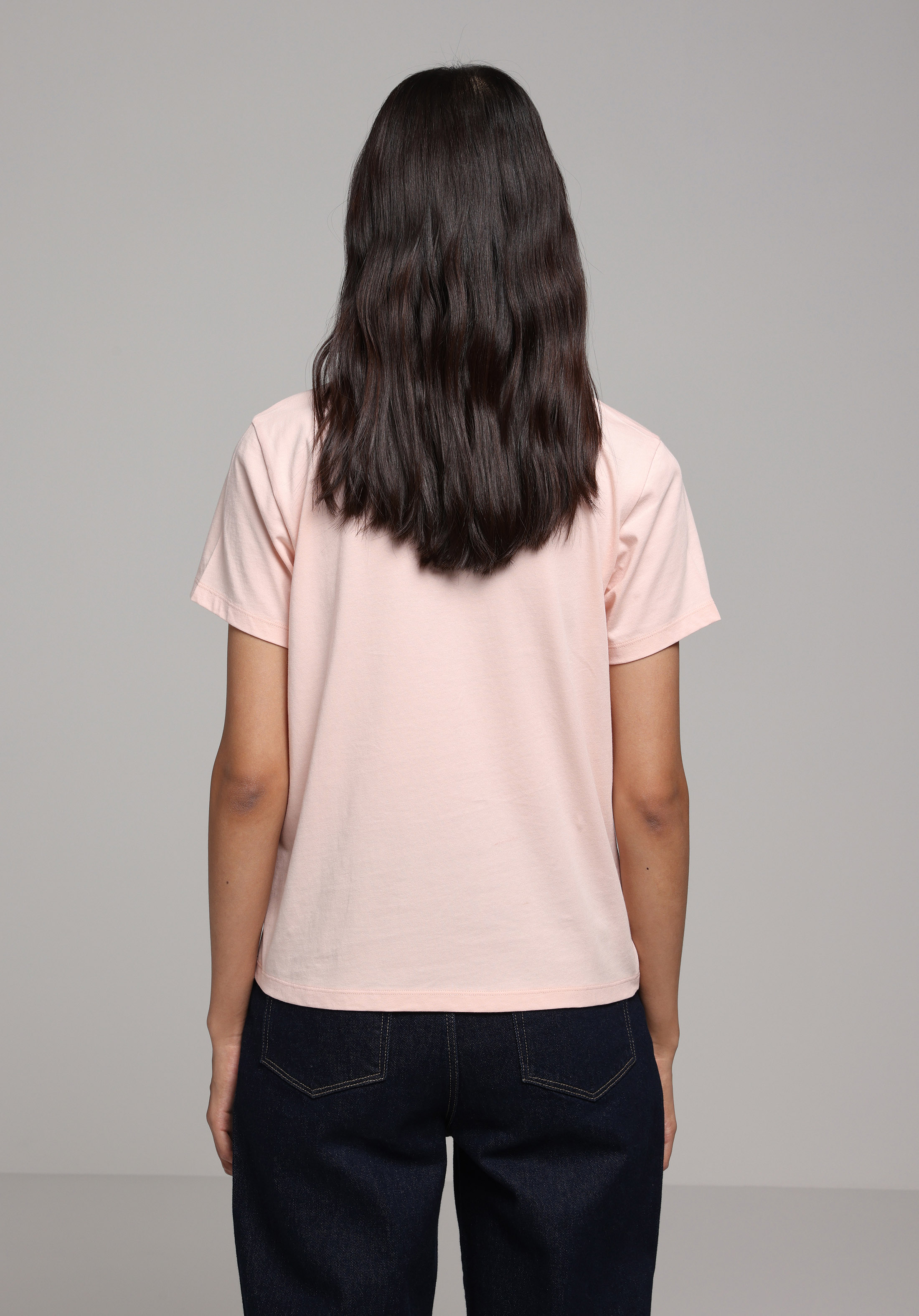 Regular Fit Yuvarlak Yaka Düz Kadın Pembe Kısa Kol Tişört