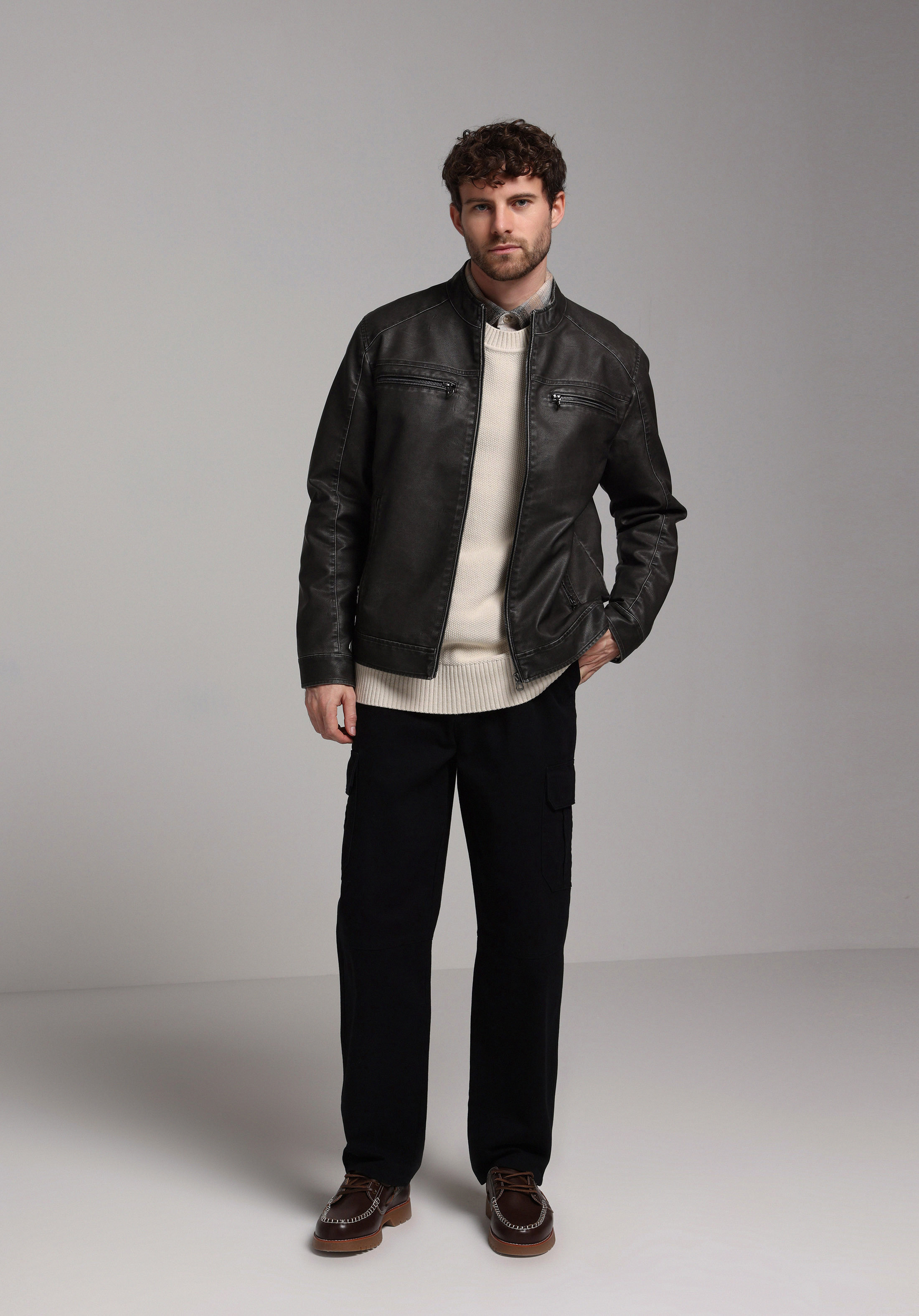 Slim Fit     Erkek Antrasit Mont Pu